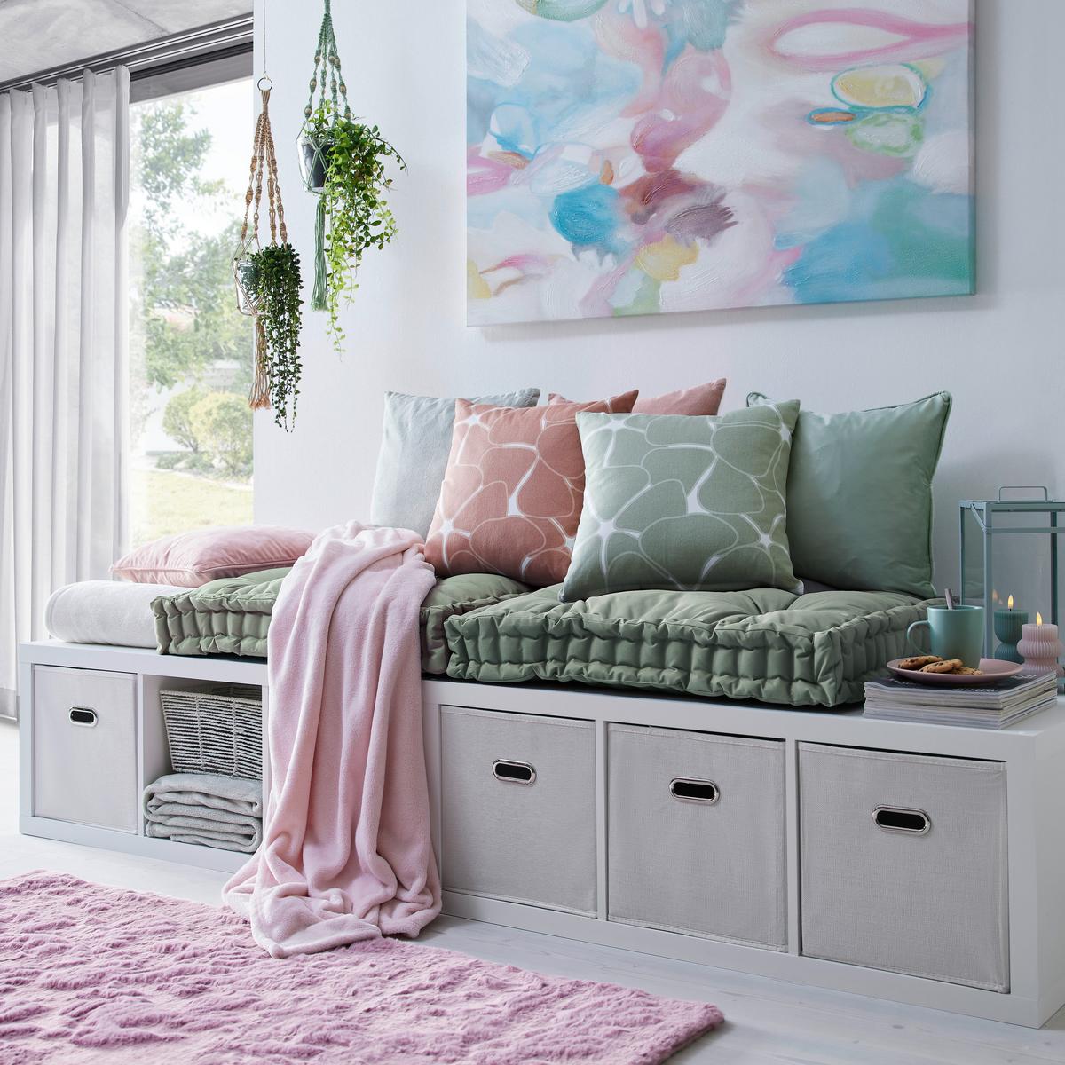 Dekorační polštář Blooming, 45/45cm, růžová - pink, Romantický / Rustikální, textil (45/45cm) - Modern Living