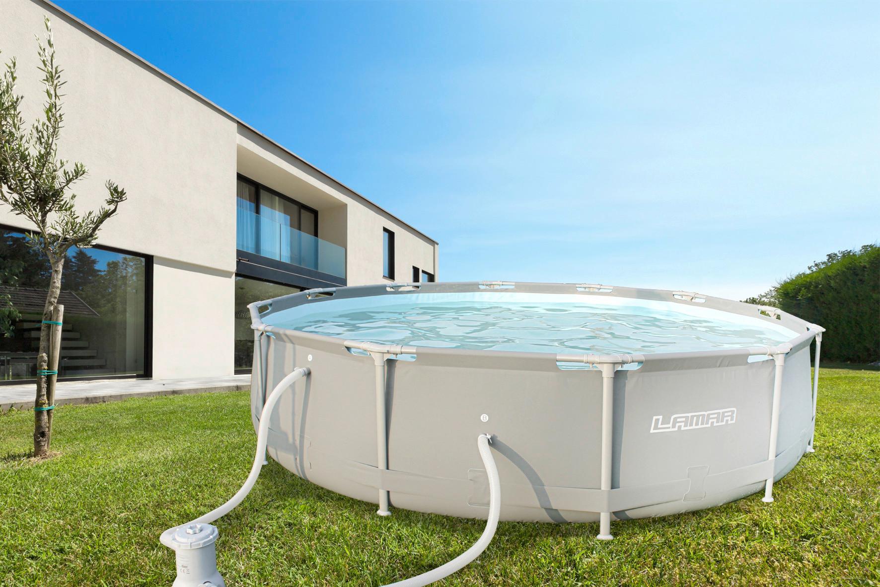 Schwimmbecken Rund Poolset 76 ⌀ 366 cm - KONVENTIONELL, Kunststoff/Metall (366/76cm)