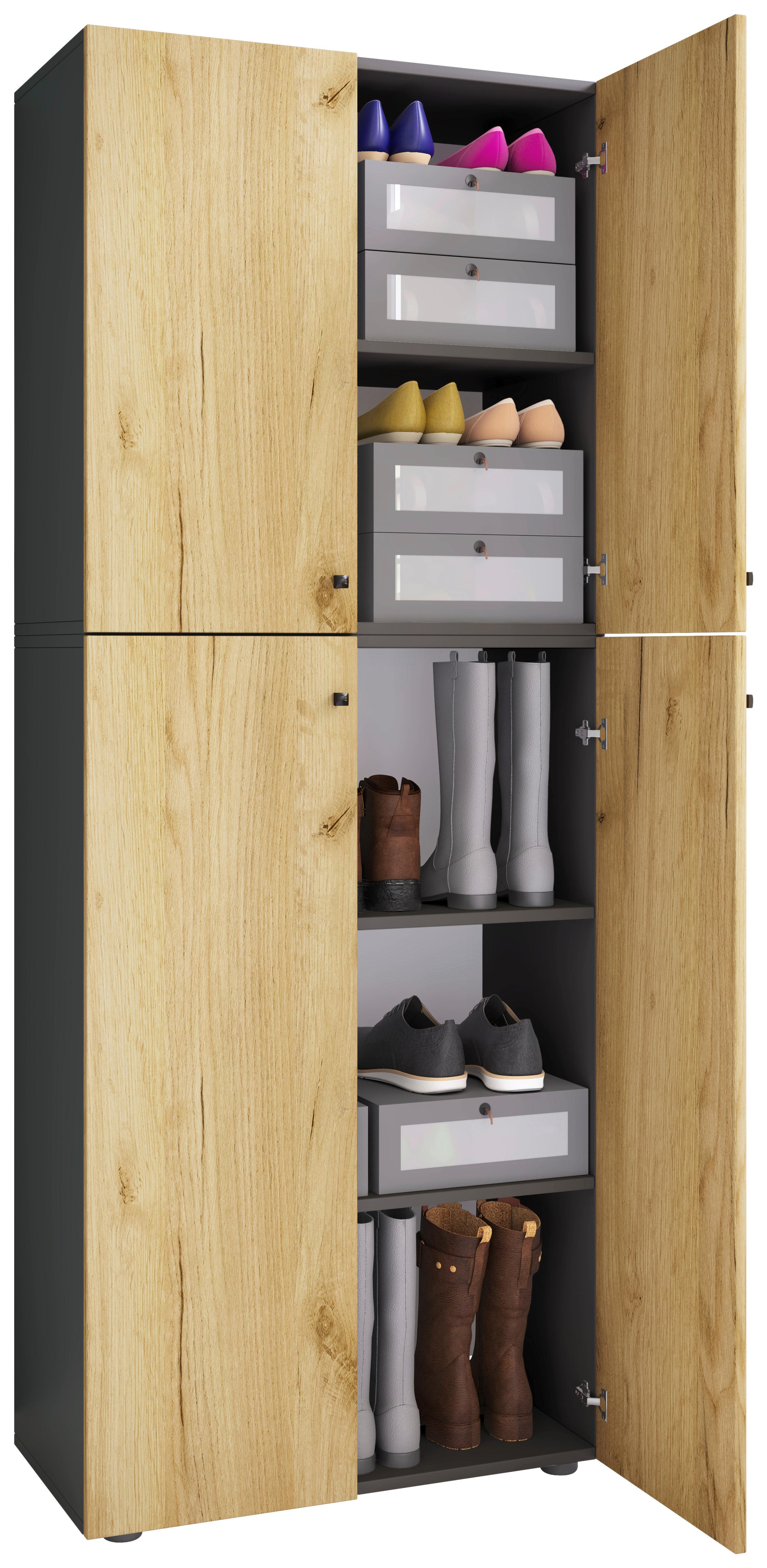 Schuhschrank Lona Anthrazit Honigeiche Dekor