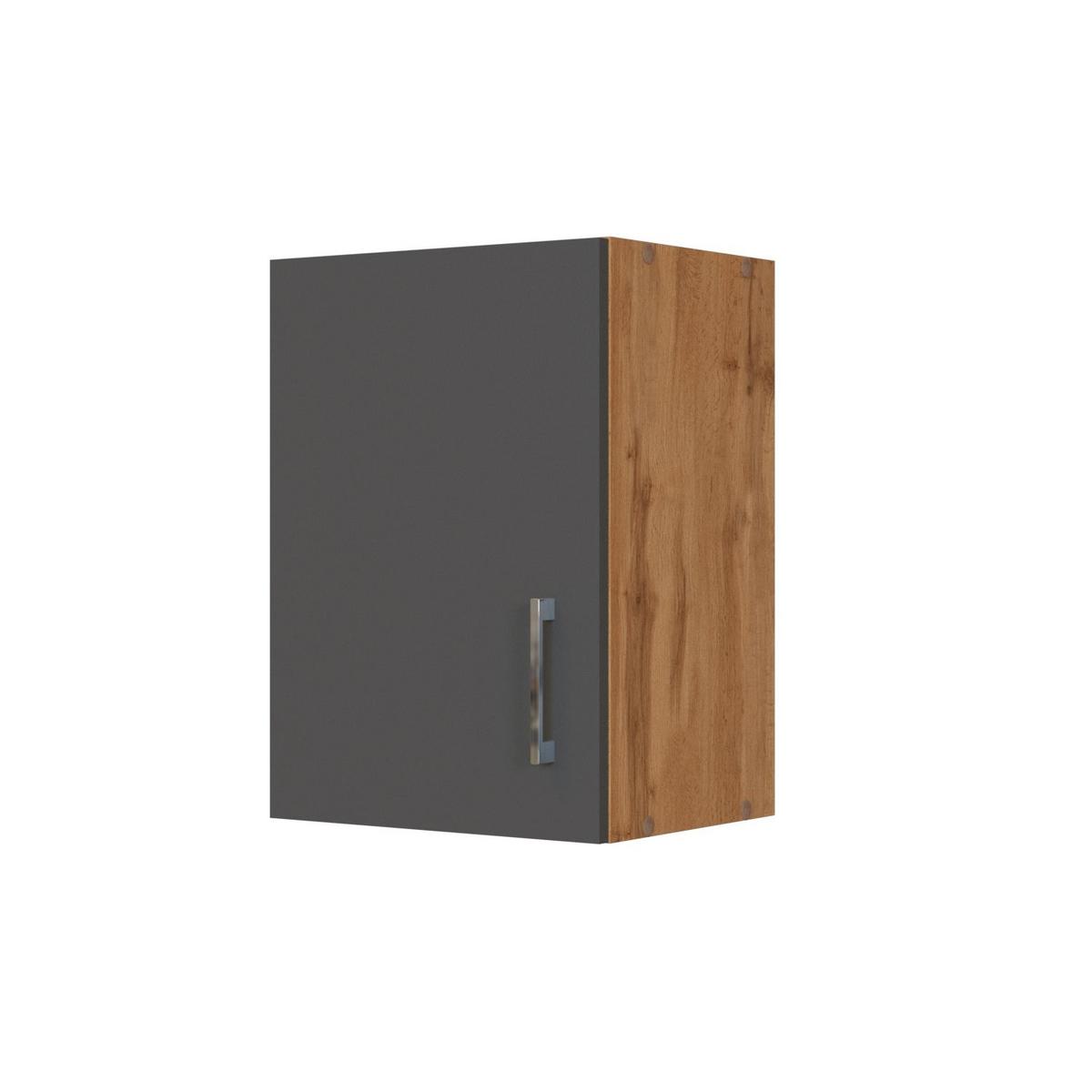 Küchenoberschrank B: 40 cm Eiche Dekor/Anthra. 1 Drehtüre - Anthrazit/Eiche Wotan, MODERN, Holzwerkstoff (40/57/34cm) - Held
