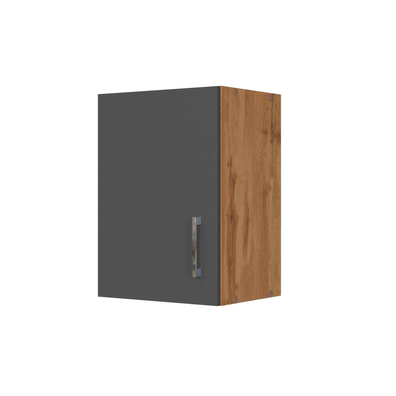 Küchenoberschrank B: 40 cm Eiche Dekor/Anthra. 1 Drehtüre