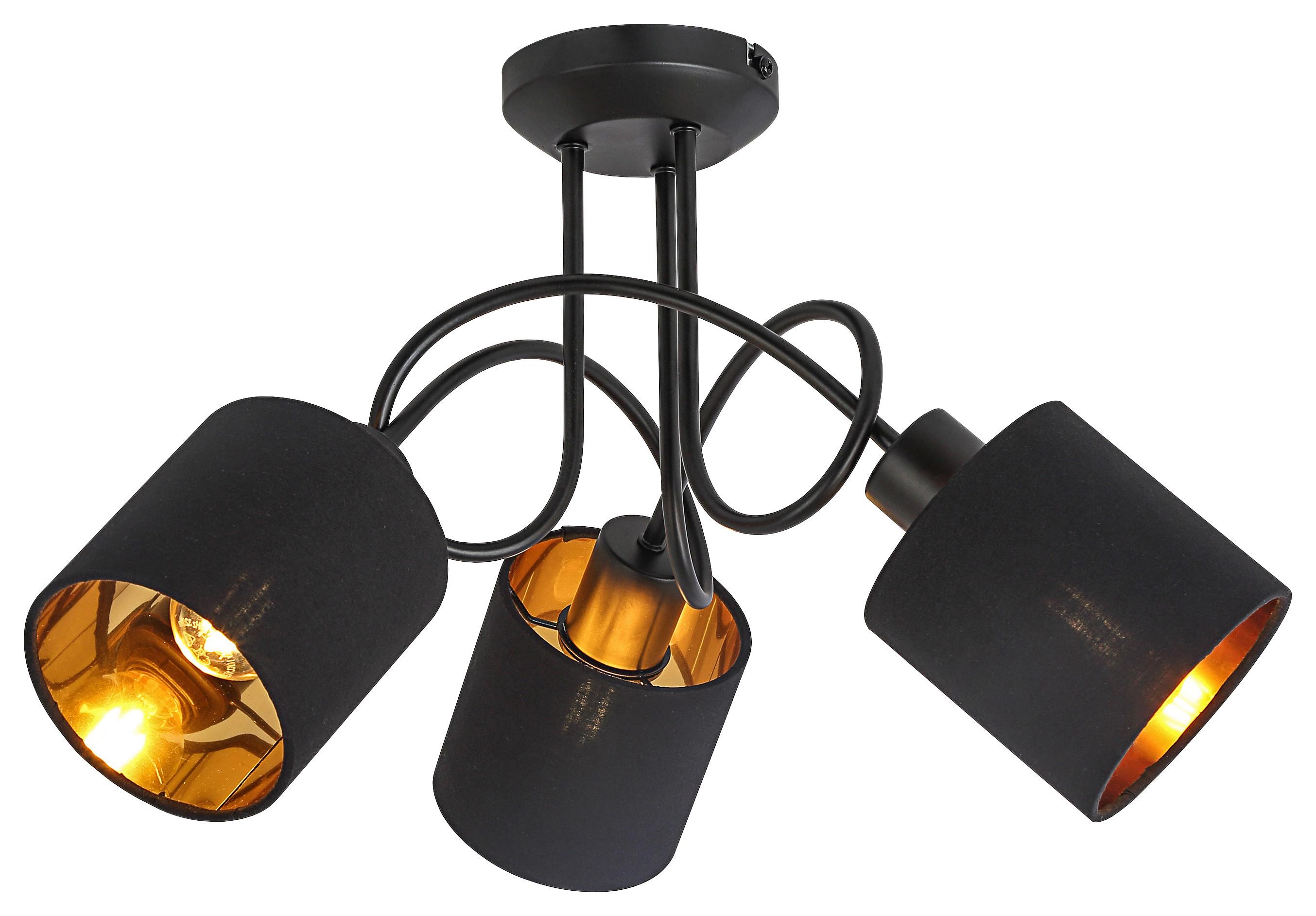 Bodové svietidlo Goldi, E14 LED max. 15Watt - čierna/zlatá, Modern, kov/textil (47/29cm) - Mömax