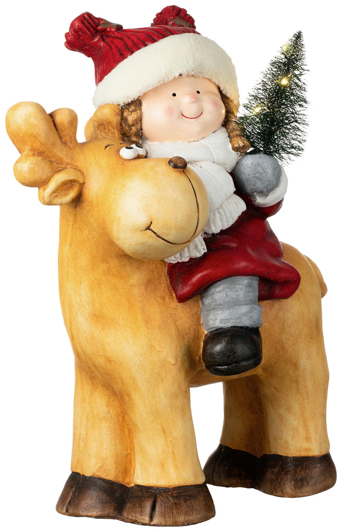 Dekofigur Kind Anesa - Rot/Braun, KONVENTIONELL, Kunststoff (36/20/44cm) - Luca Bessoni