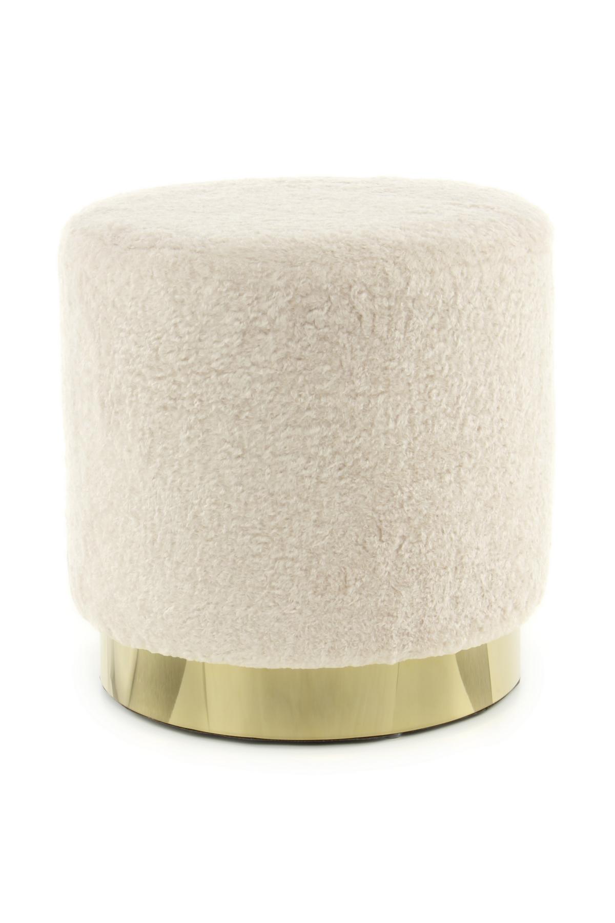 Pouf Plüsch Goldfarben/Beige D/H: ca. 35x35 cm - Beige/Goldfarben, Basics, Textil/Metall (35/35/35cm) - Kayoom
