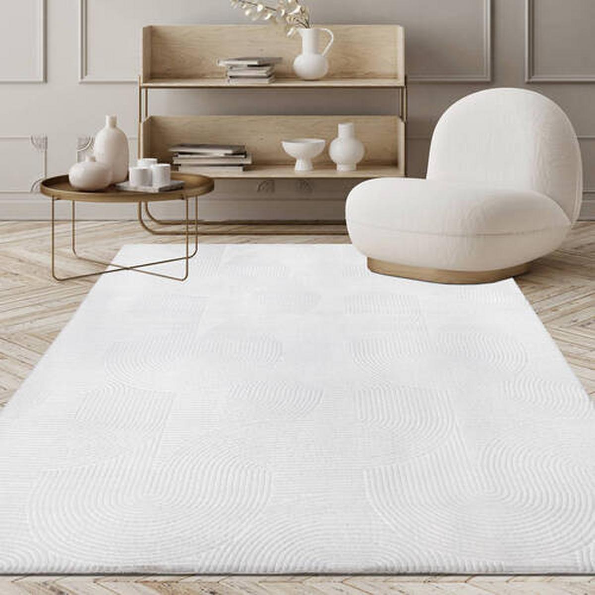 Webteppich Stilo - Weiß, KONVENTIONELL, Textil (120/160cm)