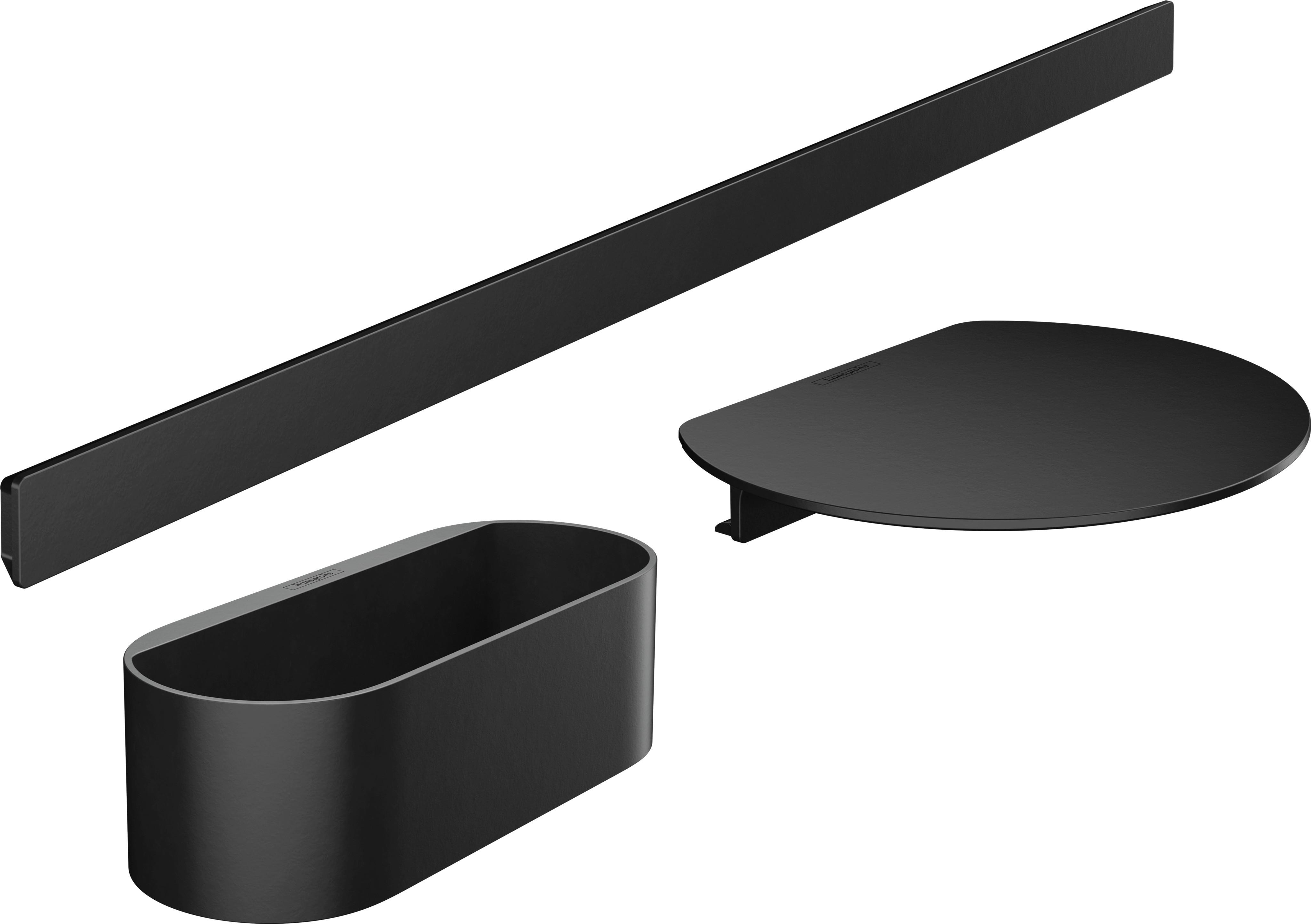 Duschablage kleben Wallstoris Kunststoff B: 101 cm, schwarz - Schwarz, Basics, Kunststoff (101/19,1/9cm) - Hansgrohe