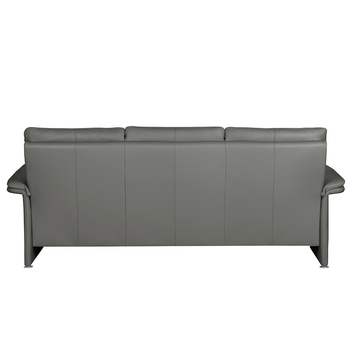 3-Sitzer-Sofa Comodo Echtleder Anthrazit B: 214 cm - Anthrazit/Silberfarben, Design, Leder (214/90/88cm) - Livetastic
