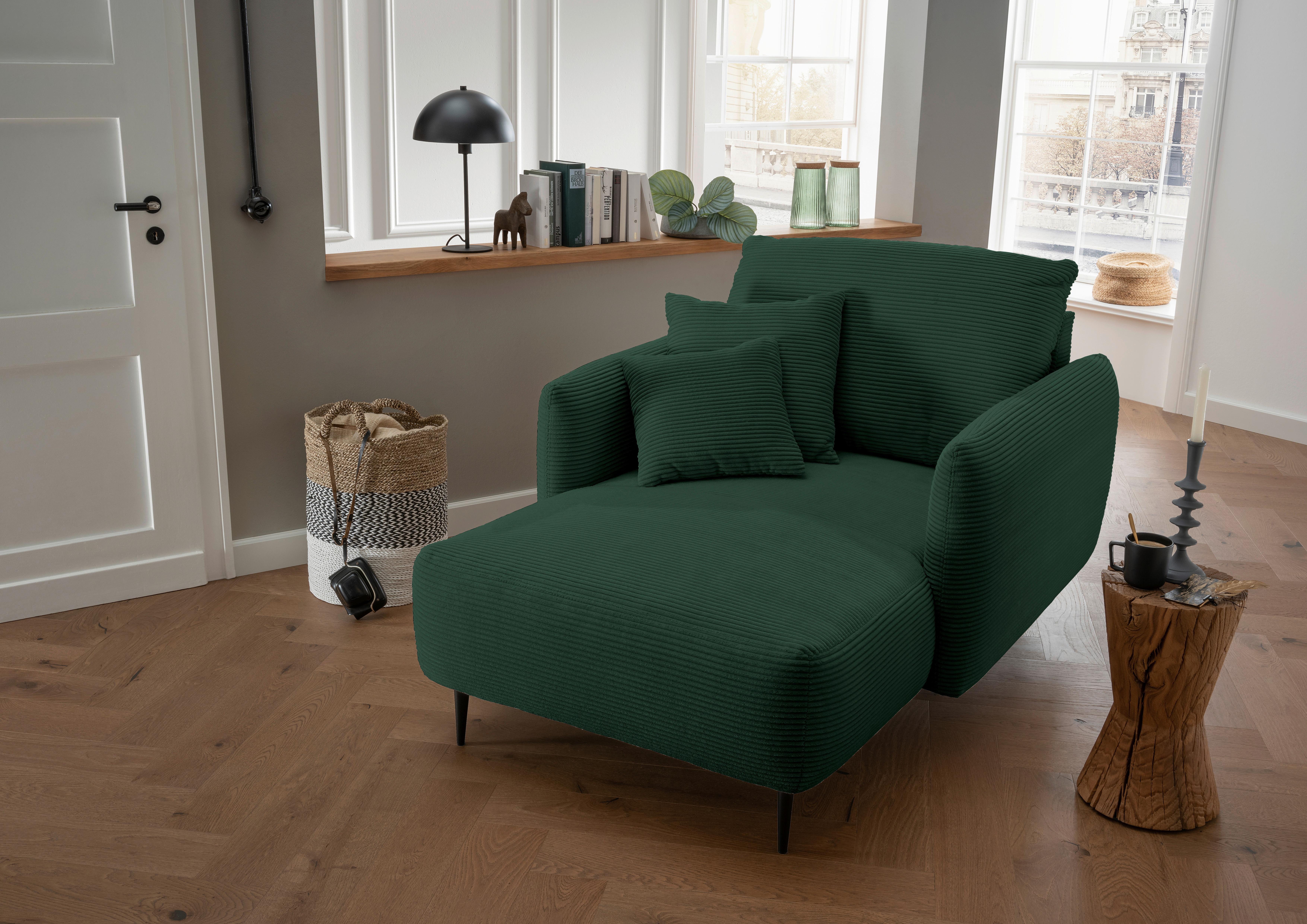 XXL-Sessel Vanilla, Dunkelgrün B: 112 cm - Dunkelgrün/Schwarz, Design, Textil (112/95/158cm) - Livetastic