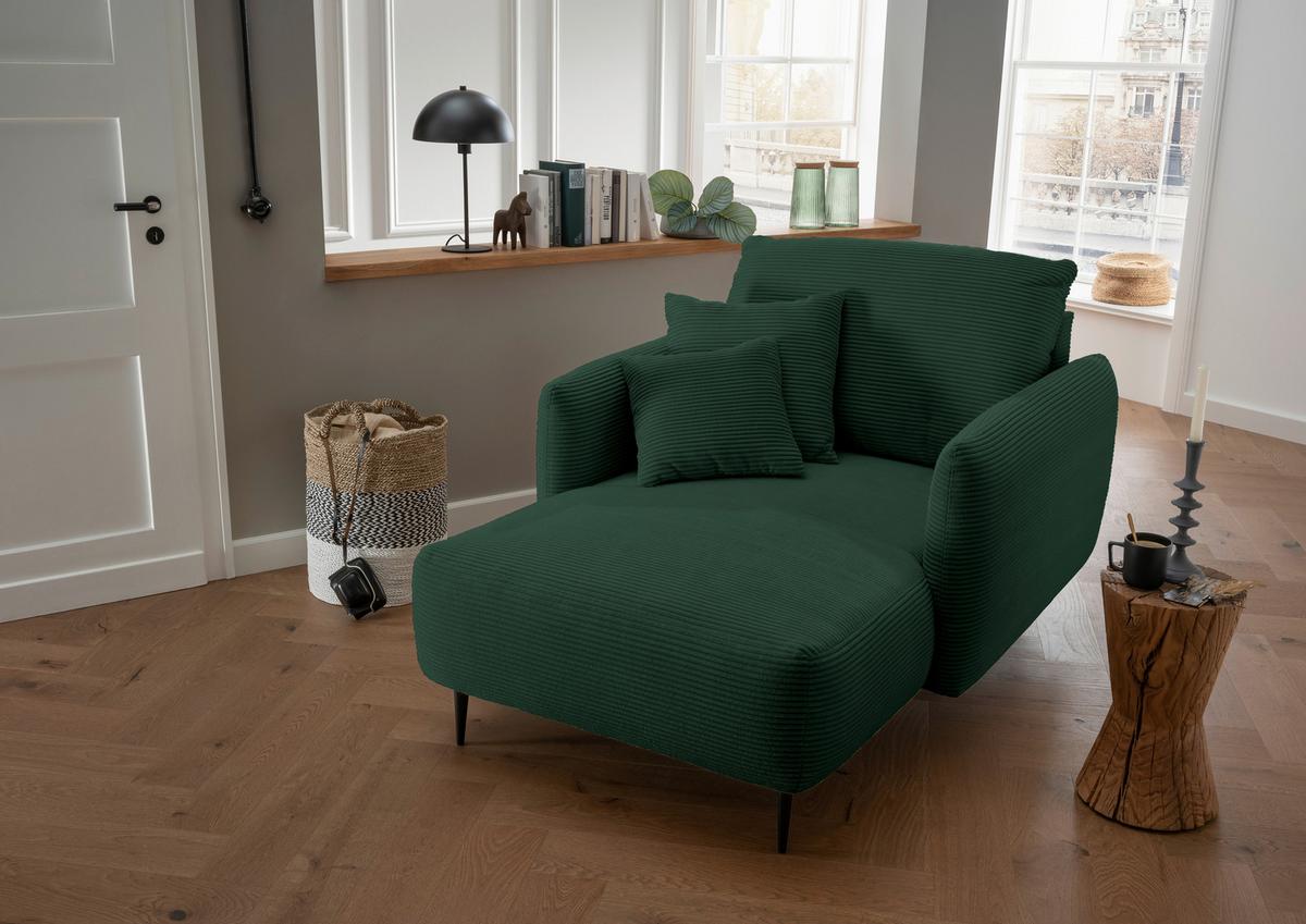 XXL-Sessel Vanilla, Dunkelgrün B: 112 cm - Dunkelgrün/Schwarz, Design, Textil (112/95/158cm) - Livetastic