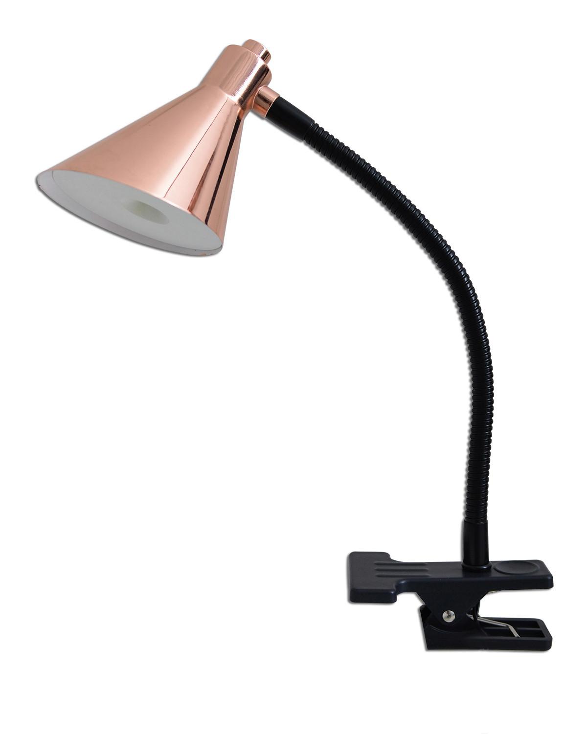 LED-Klemmleuchte Schwarz/ Kupferfarben mit Kippschalter