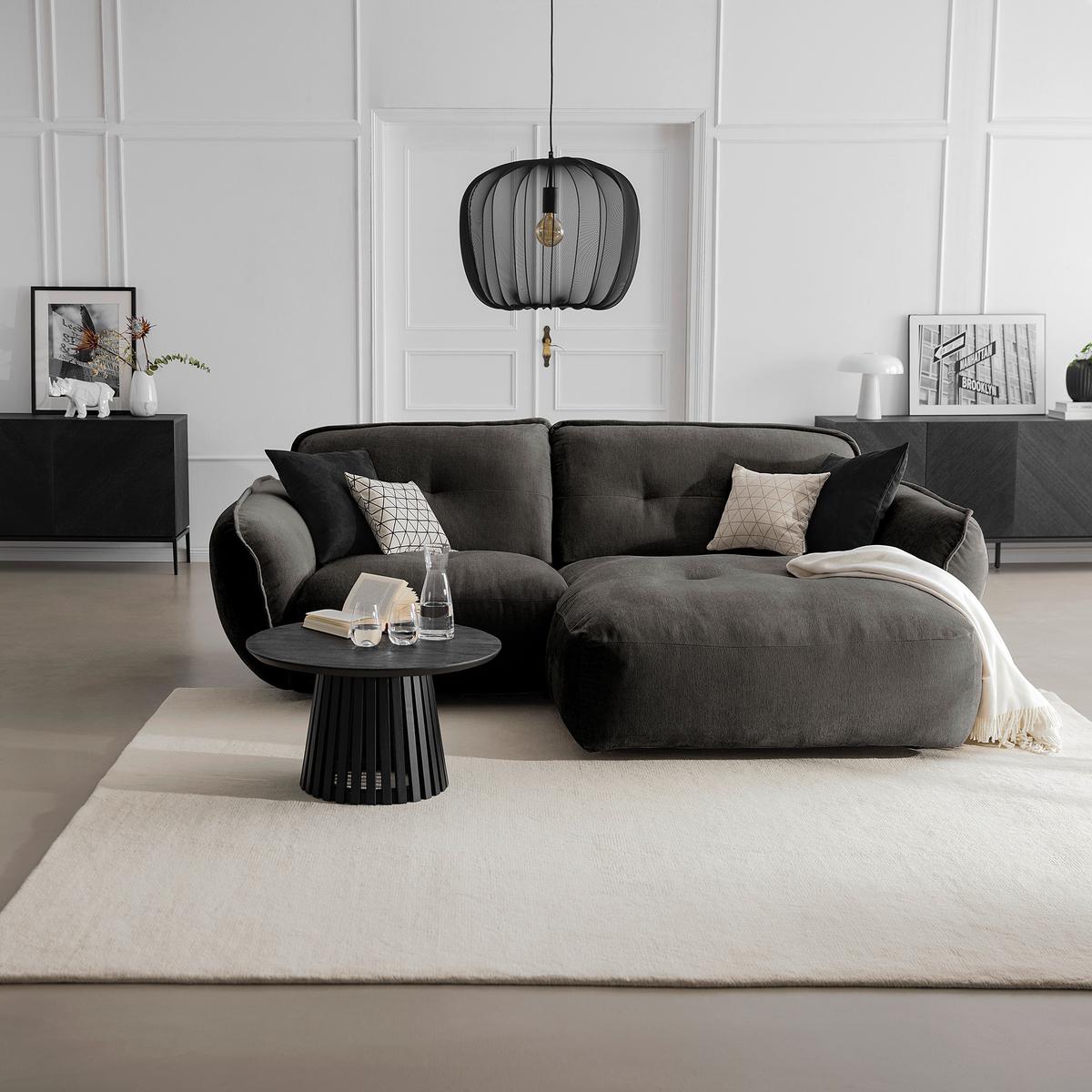 Ecksofa Fluffy Anthrazit S: 269x184 Cm - Anthrazit/Schwarz, MODERN, Textil (269/184cm) - Trendmanufaktur