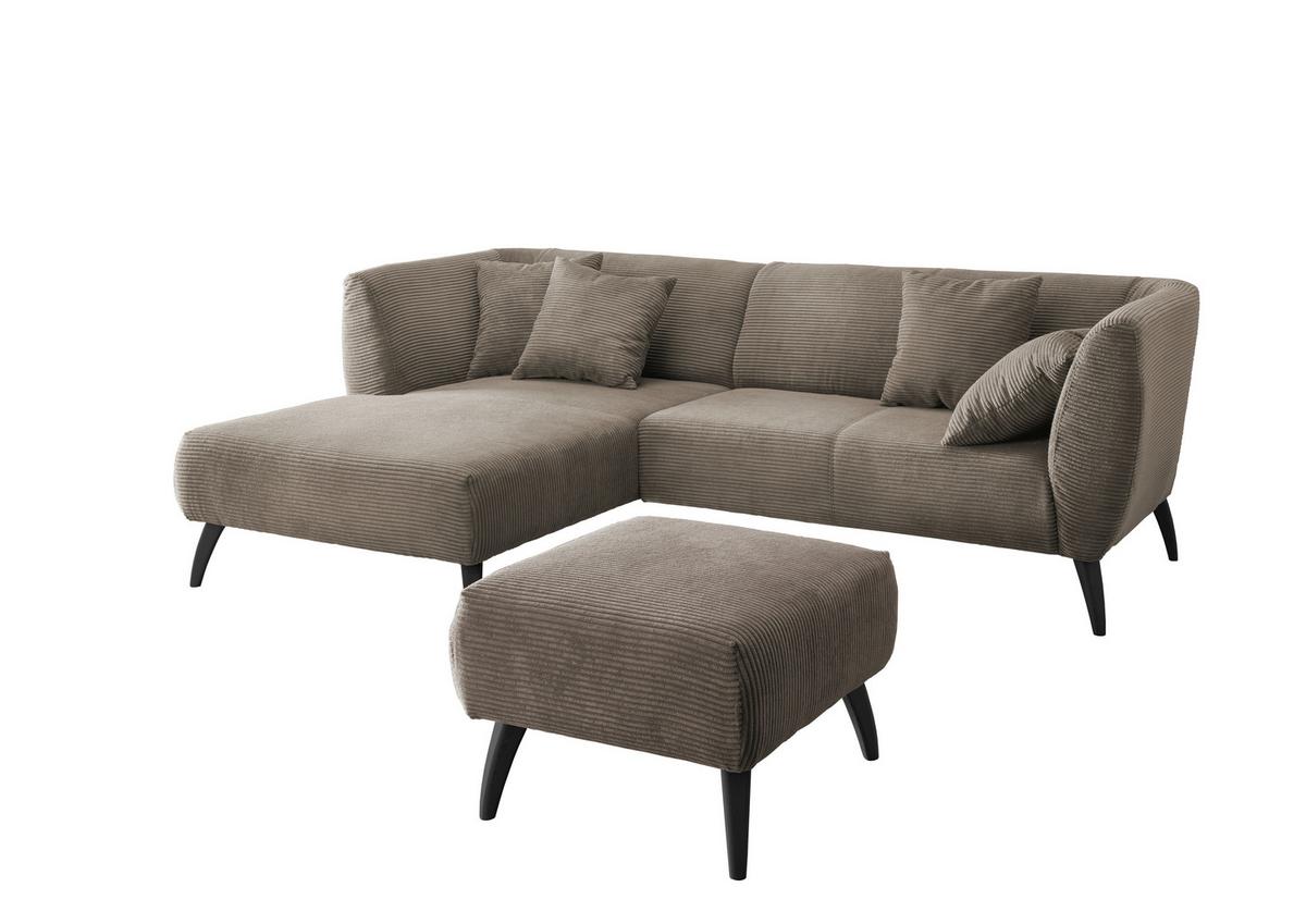 Ecksofa Colori Graubraun S: 160/264 cm - Graubraun/Schwarz, MODERN, Holz/Textil (160/264cm) - MID.YOU