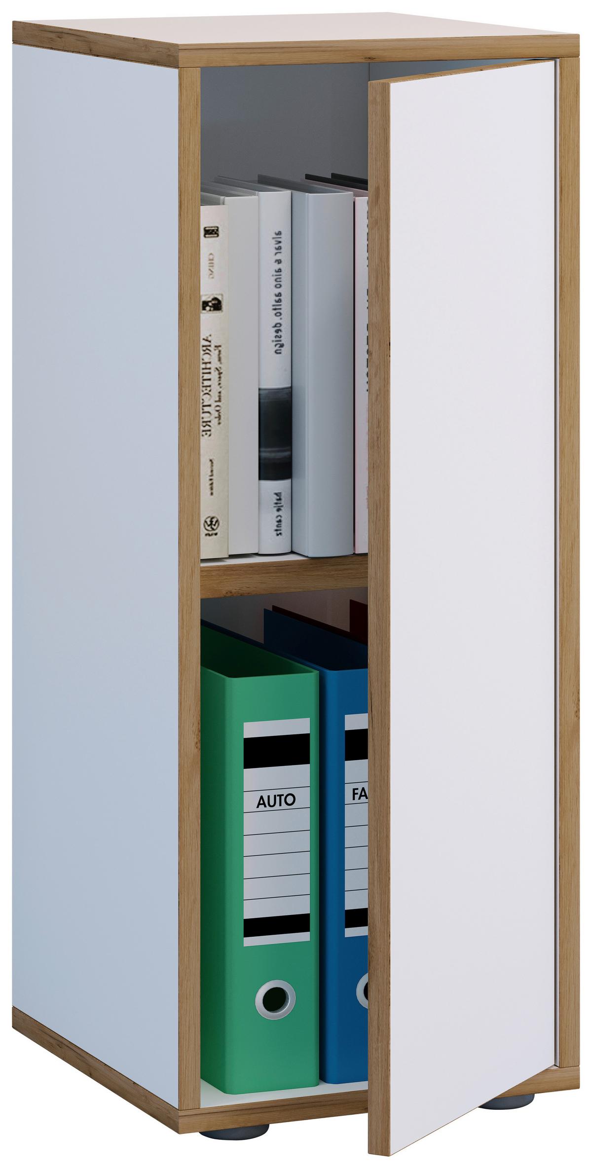 Aktenschrank Salia Weiß, Honigeiche B: 30 cm - Honigeiche/Weiß, Design, Holzwerkstoff (30/74/33cm) - MID.YOU