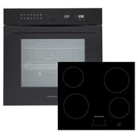 Backofenset Schwarz B: 59,5 cm - Schwarz, Basics, Glas/Metall (59,5/59,5/57,5cm) - Respekta