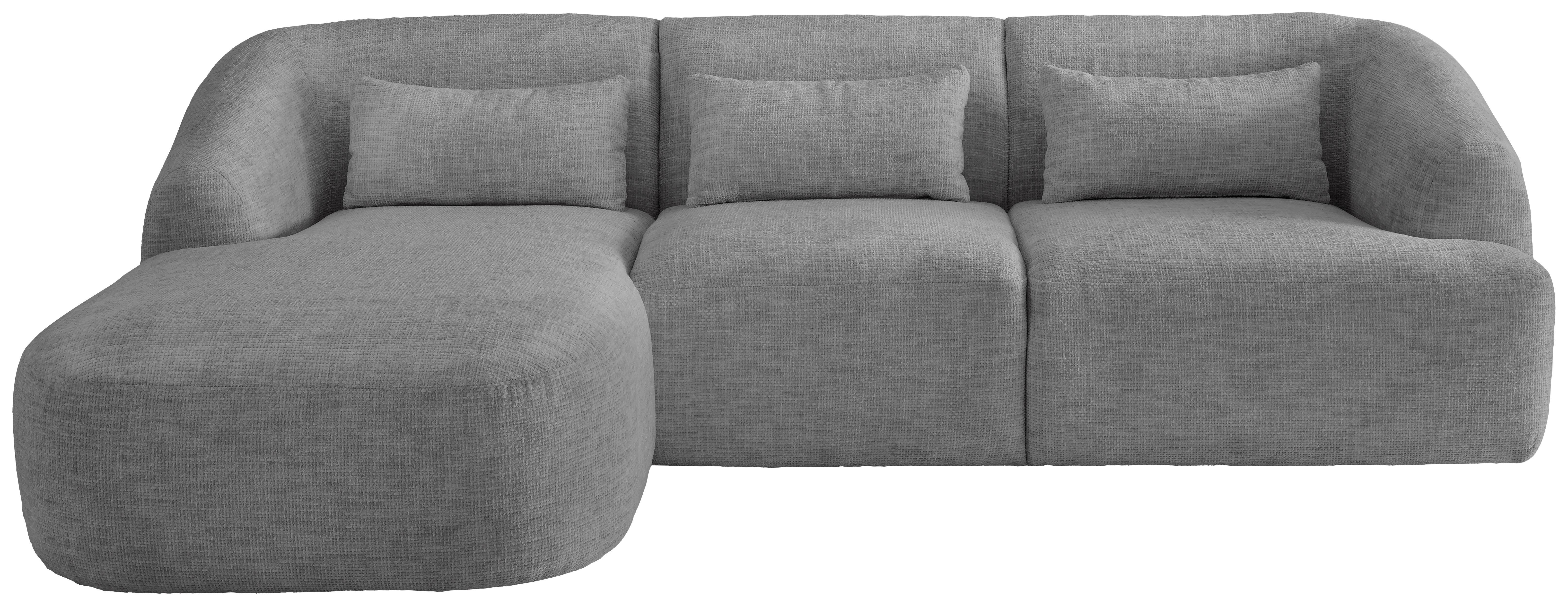 Ecksofa Caponi Silberfarben S: 160x256 Cm - Silberfarben/Schwarz, MODERN, Textil (160/256cm) - Livetastic