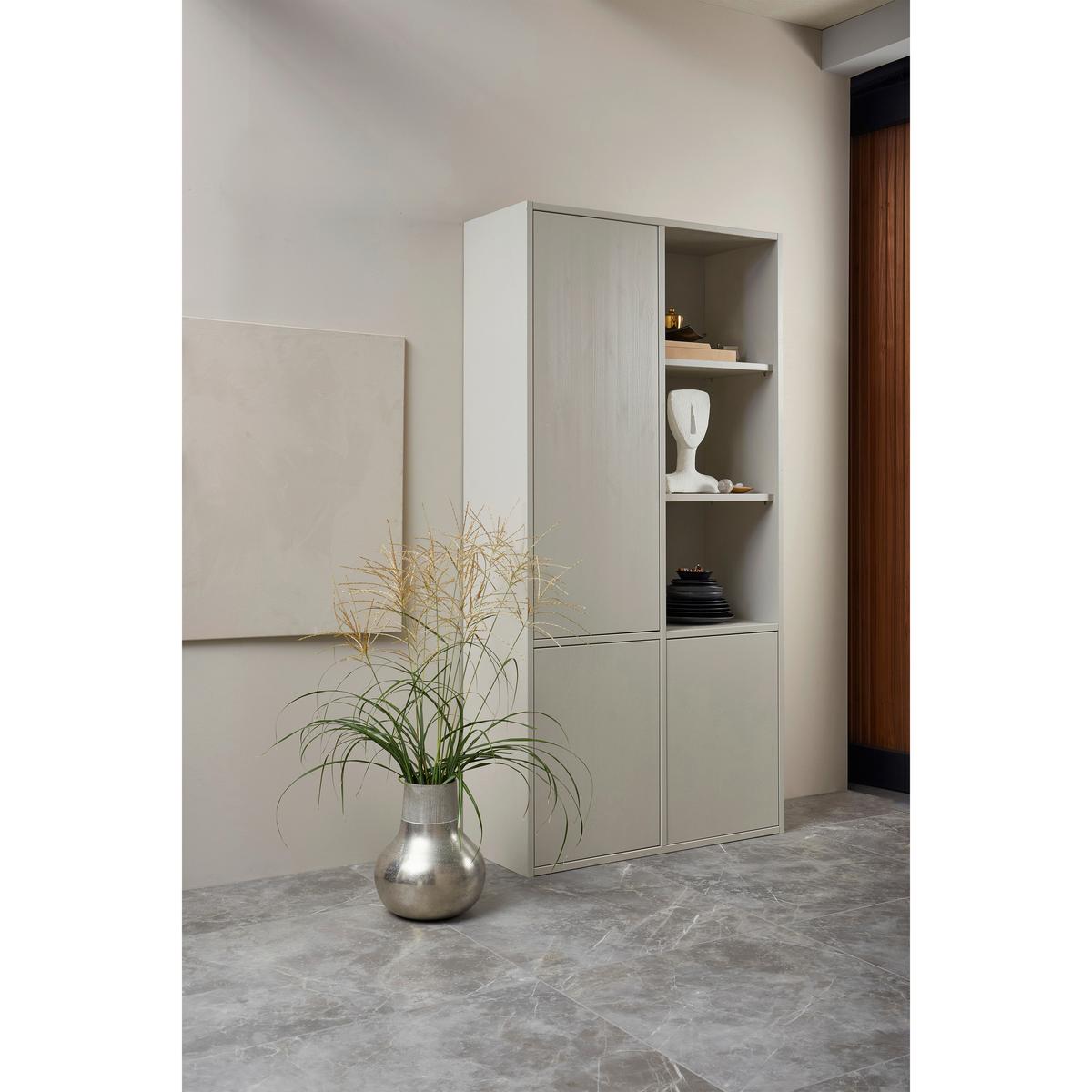 Mehrzweckschrank Merel Grauweiß B: 100 Cm - Grauweiß, Design, Holz (100/200/40cm) - Livetastic