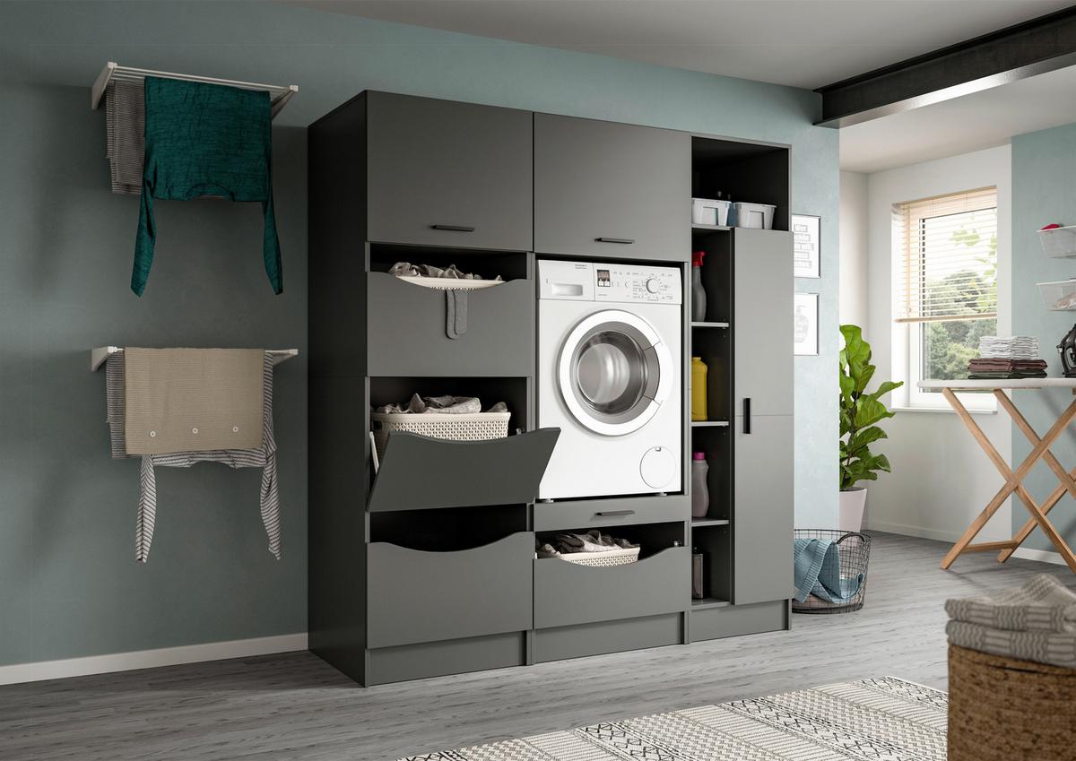 Prádelna Free Antracit - antracitová, Basics, kompozitní dřevo (176/195/68cm) - MID.YOU