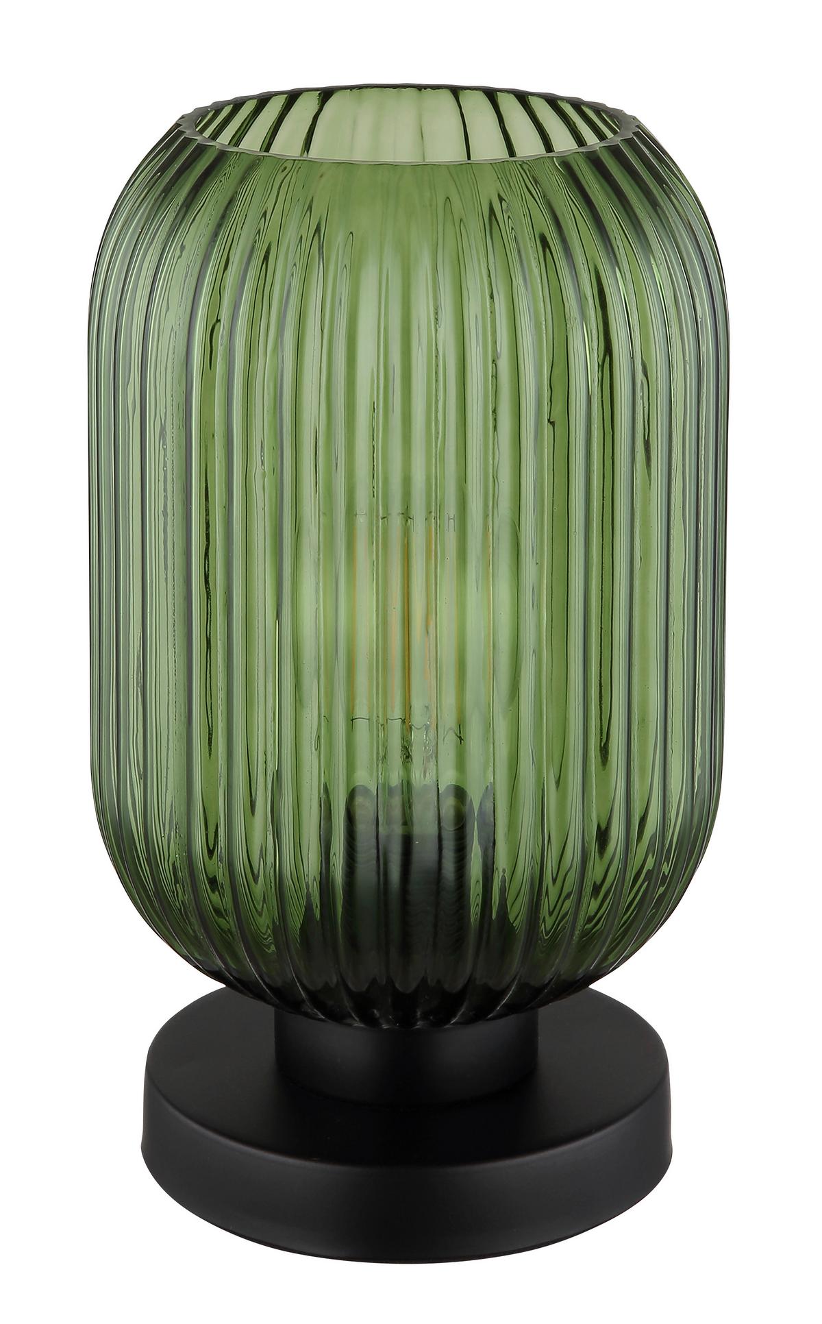 Tischleuchte 15469tg - Schwarz/Grün, KONVENTIONELL, Glas/Metall (14/24cm) - Globo