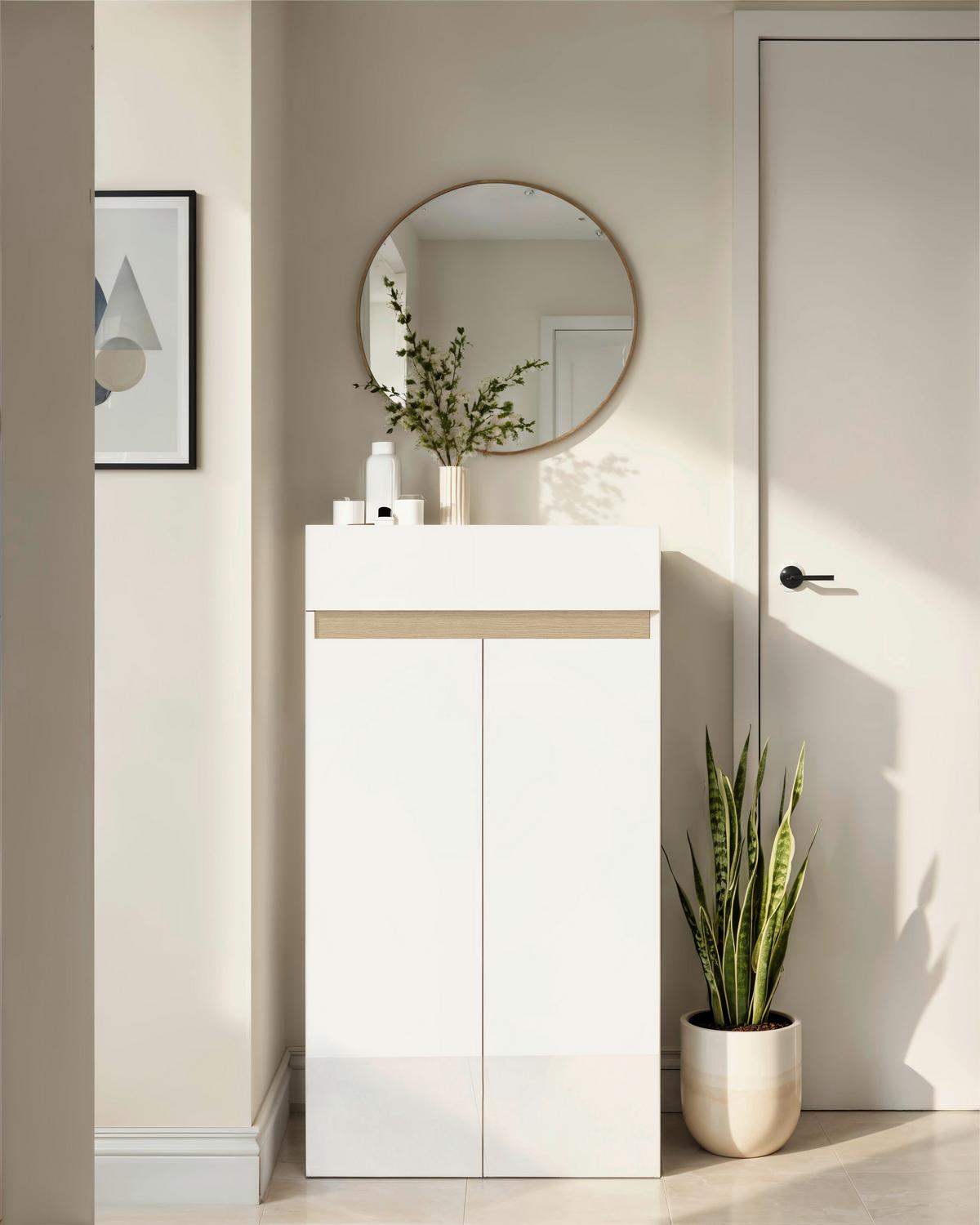 Schuhschrank Rainbow Eichefarben/weiß Hg B: 63 Cm - Eichefarben/Weiß Hochglanz, Design, Holzwerkstoff (63/114/35cm) - MID.YOU