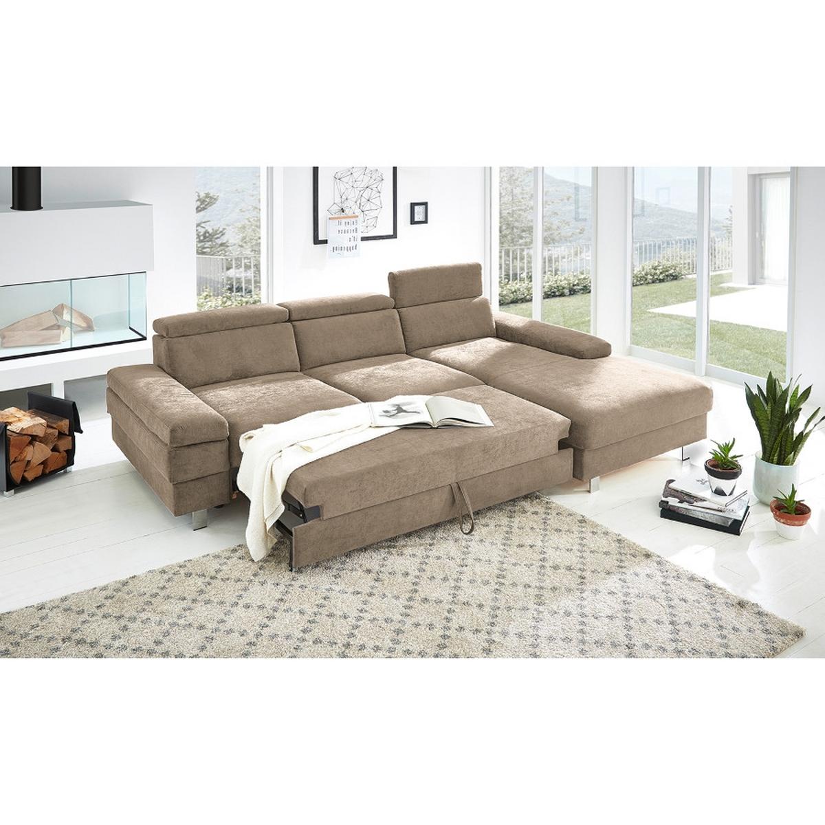 Ecksofa Elvis Schlammfarben S: 259x182 Cm - Schlammfarben/Silberfarben, KONVENTIONELL, Textil (259/182cm) - Trendmanufaktur