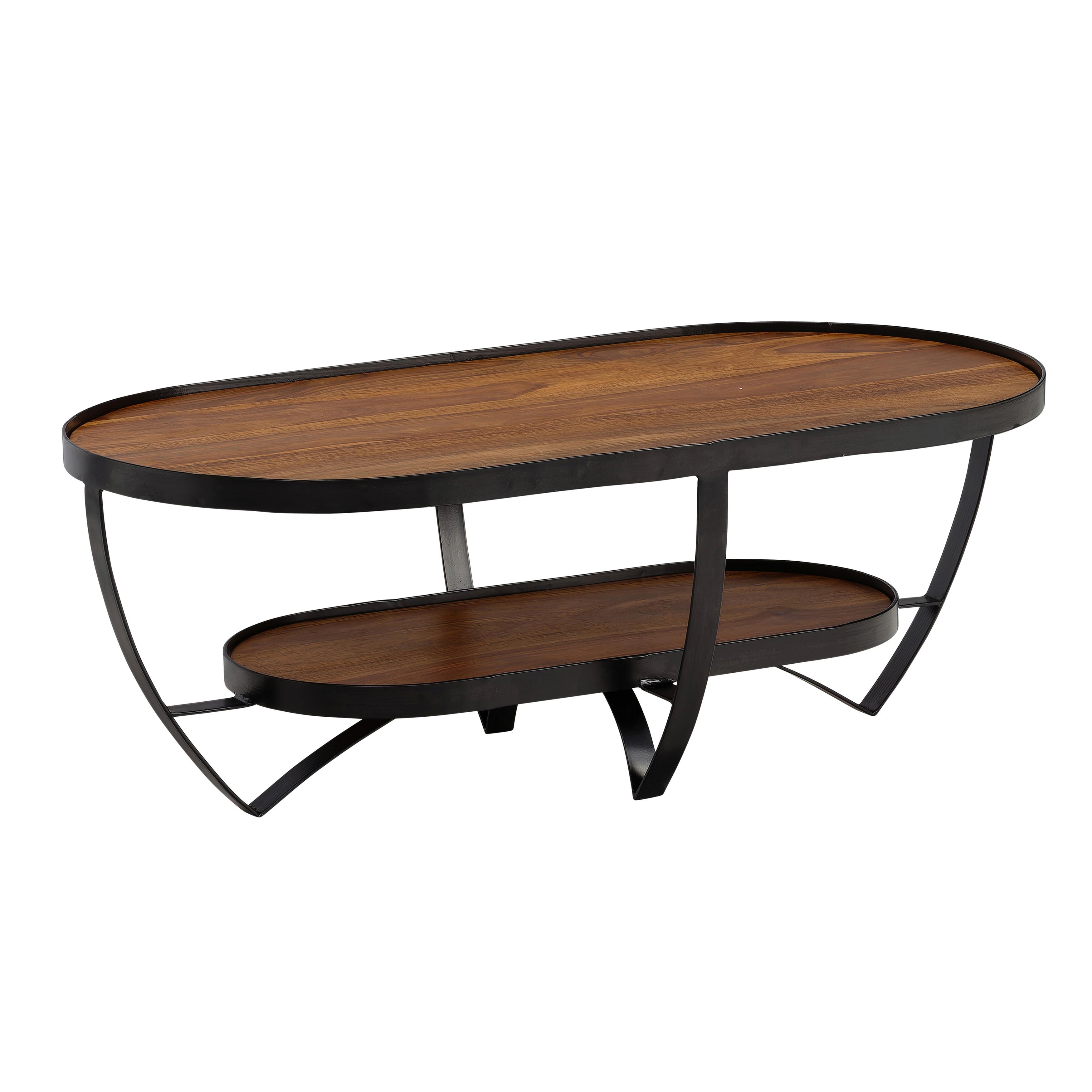 Couchtisch Sheeshamfarben L: 100 cm - Sheeshamfarben/Schwarz, Design, Holz/Metall (100/50/37,5cm) - MID.YOU