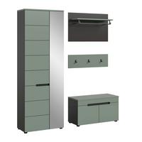 Garderobe Canu 3-teilig Grau/grün B: 160 Cm - Graugrün/Grau, Design, Holzwerkstoff (160/190/37cm) - Livetastic