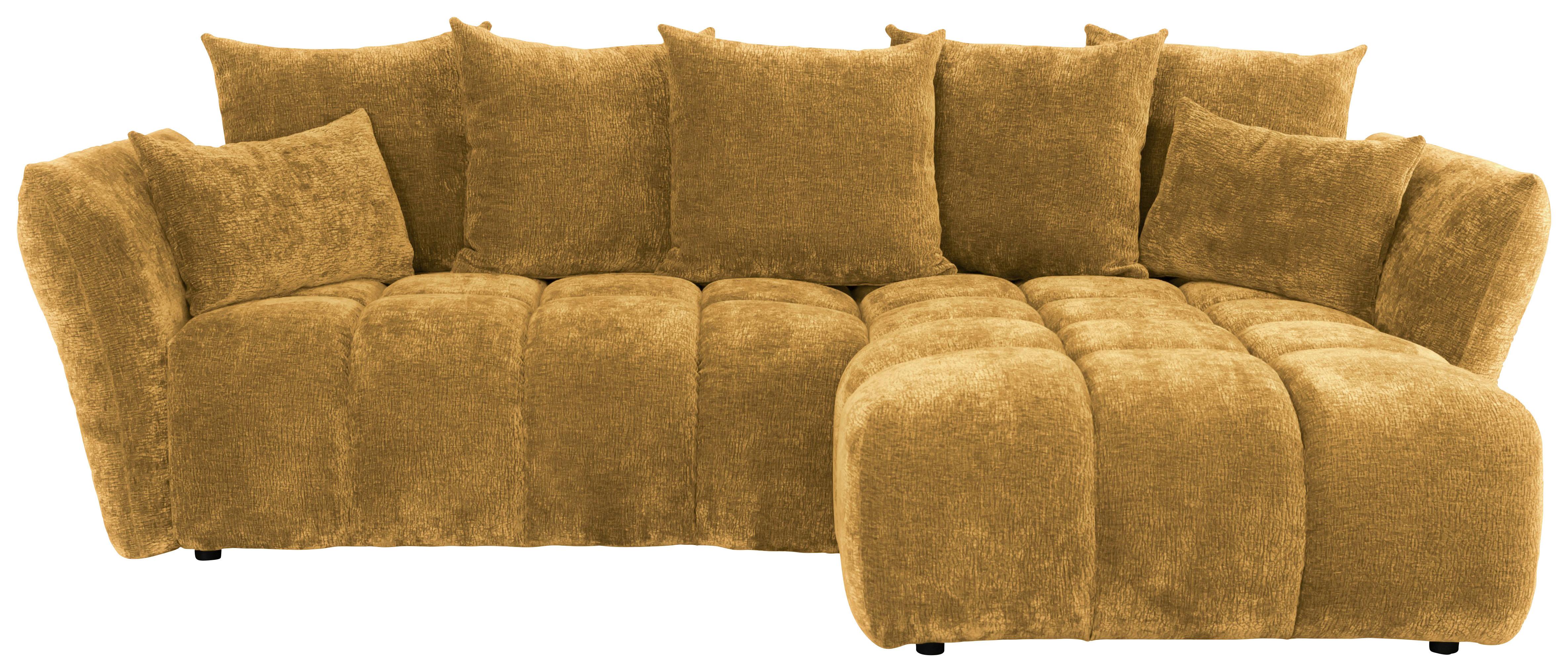 Univerzálna sedačka CAMMELLIO, horč.žltá ženilka, 7 vankúšov - horčicovožltá/čierna, Modern, textil (296/189cm) - Mömax
