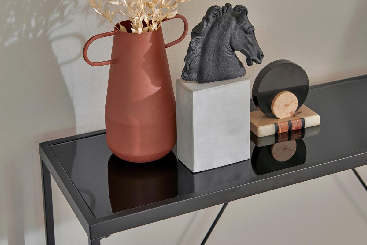 Konsolentisch Glam Console Schwarz B: 30 Cm - Schwarz, KONVENTIONELL, Glas/Metall (111/30/76cm) - Livetastic