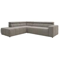 Ecksofa + Kopfteilverstellung Brandon Silberfarben - Silberfarben/Schwarz, Design, Textil (228/275cm) - MID.YOU