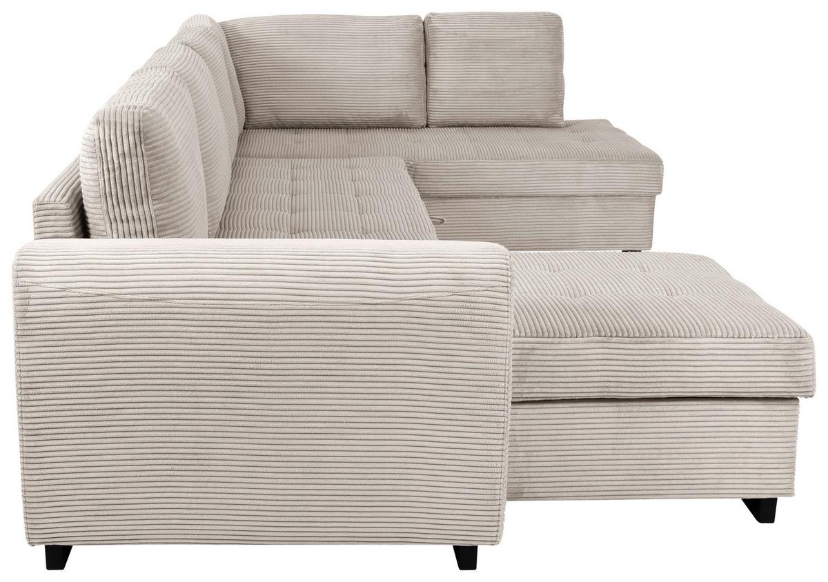 Souprava U MALTE, pravá, krémový manšestr - černá/krémová, Moderní, textil/plast (155/305/178cm) - Based