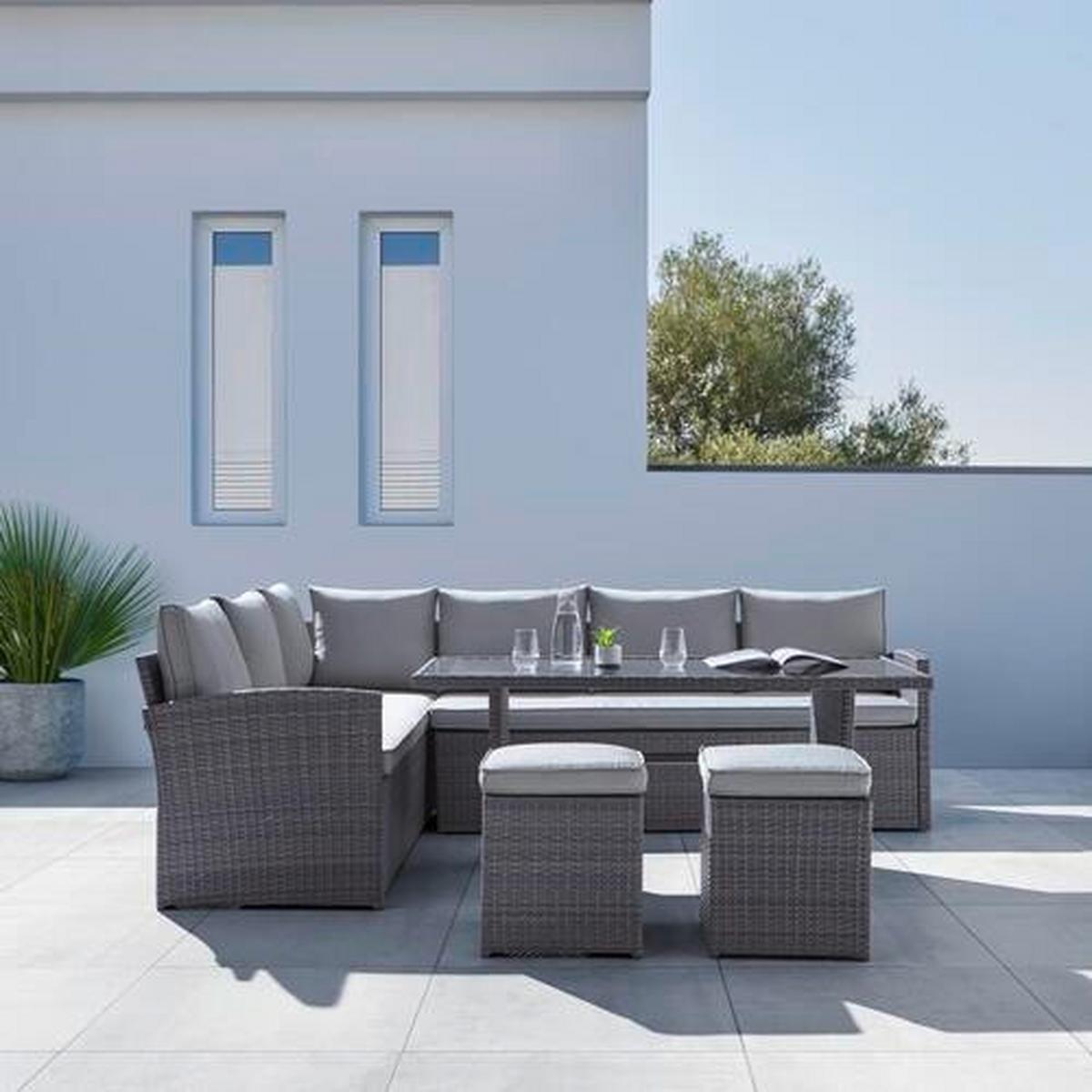 TERASOVÁ SEDACÍ SOUPRAVA Marrakesch 1, 181/240cm - šedá/černá, Moderní, kov/textil (181/70/240cm) - Modern Living