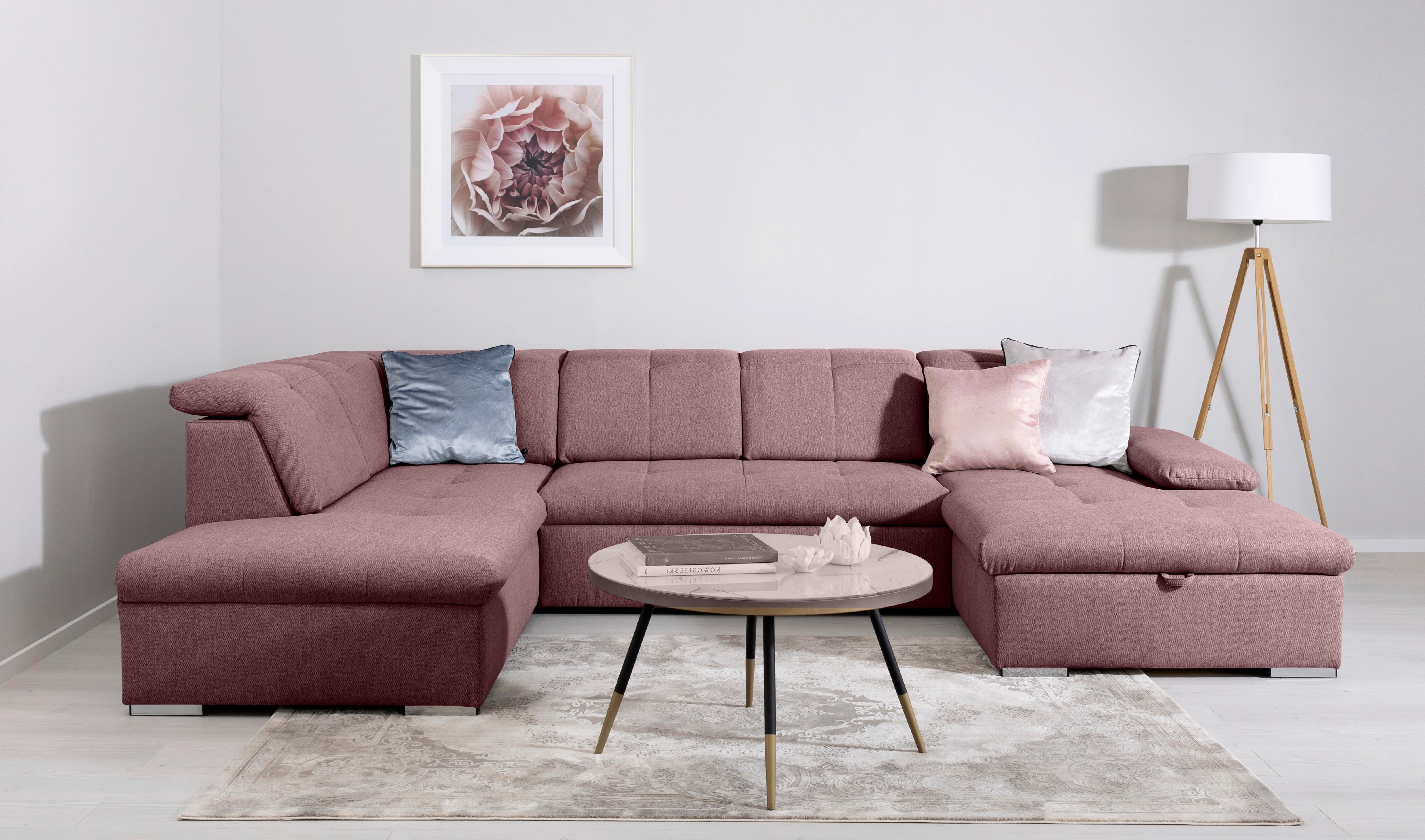 Wohnlandschaft Ramzes Beere U: 215x328x173 cm - Beere/Grau, Design, Textil (215/328/173cm) - MID.YOU