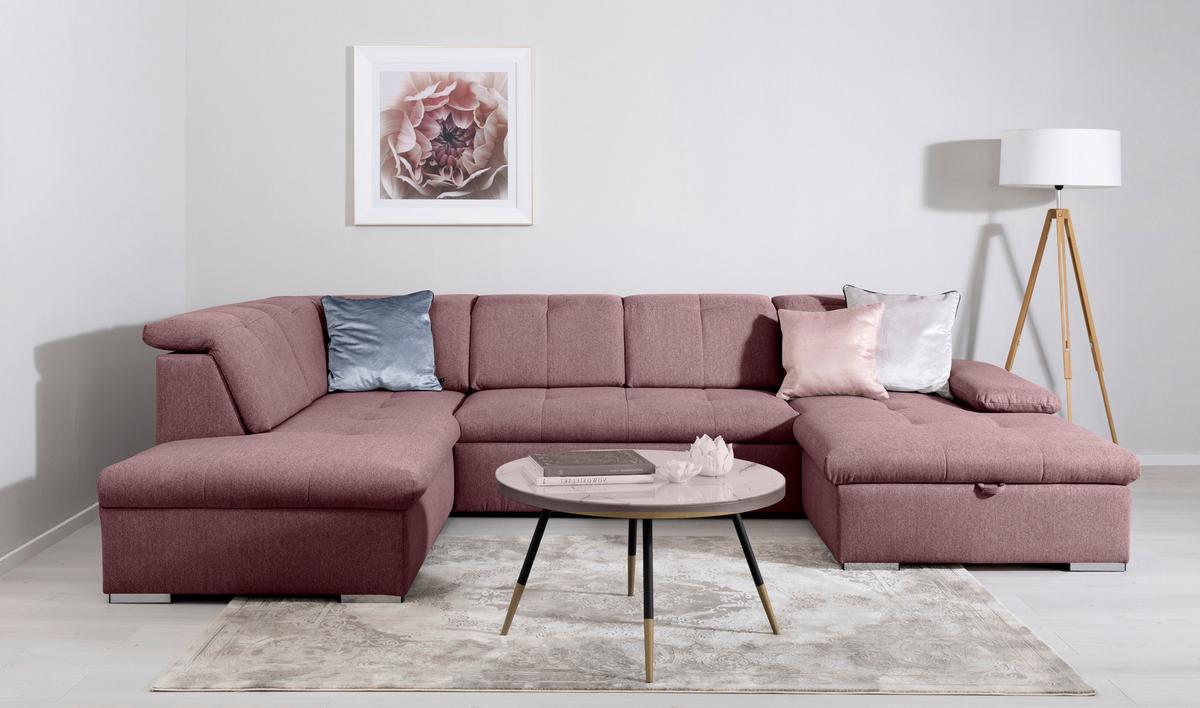 Wohnlandschaft Ramzes Beere U: 215x328x173 cm - Beere/Grau, Design, Textil (215/328/173cm) - MID.YOU