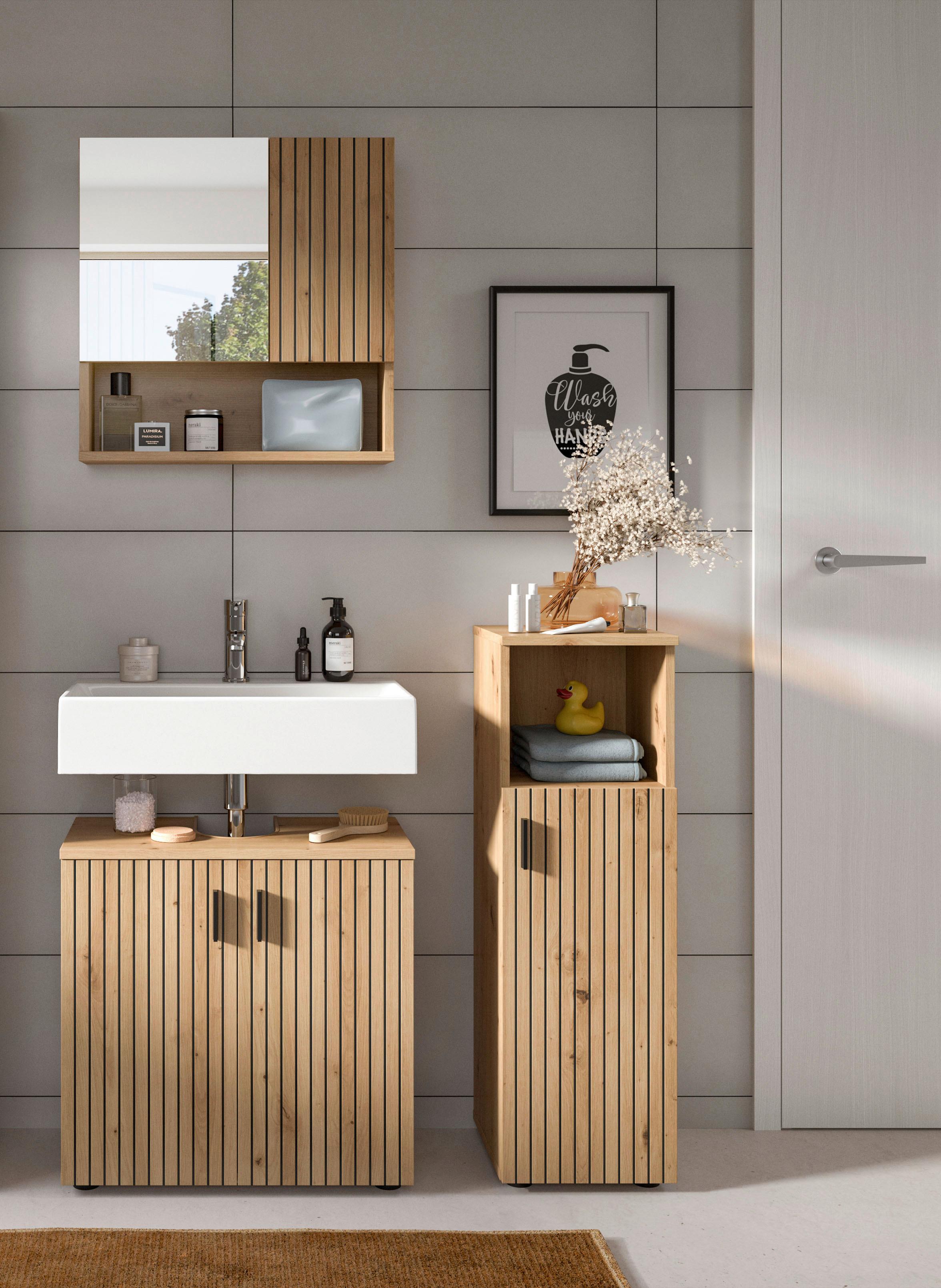 BADEZIMMER Eiche Artisan B: 105cm - Schwarz/Eiche Artisan, Basics, Holzwerkstoff (105cm) - MID.YOU