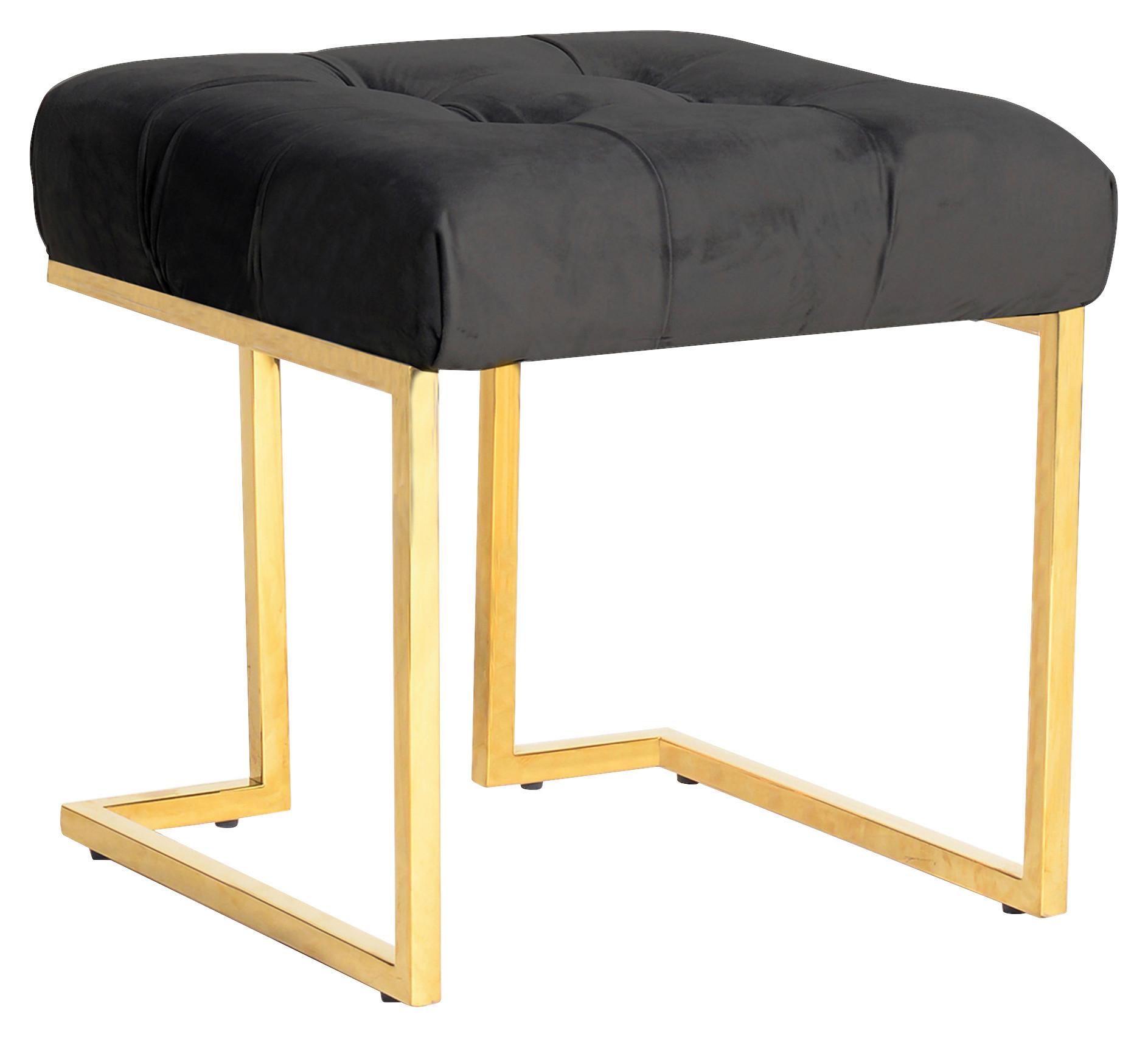 Hocker Rare 100 Schwarz B: 48 cm - Goldfarben/Schwarz, Design, Textil (48/48/48cm) - Kayoom