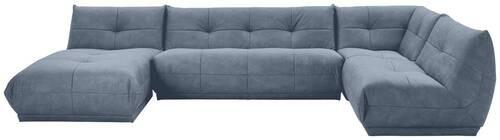 Wohnlandschaft Giselle Blaugrau Lederlook - Blaugrau, Trend, Textil (185/390/210cm) - Livetastic