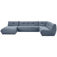 Wohnlandschaft Giselle Blaugrau Lederlook - Blaugrau, Trend, Textil (185/390/210cm) - Livetastic