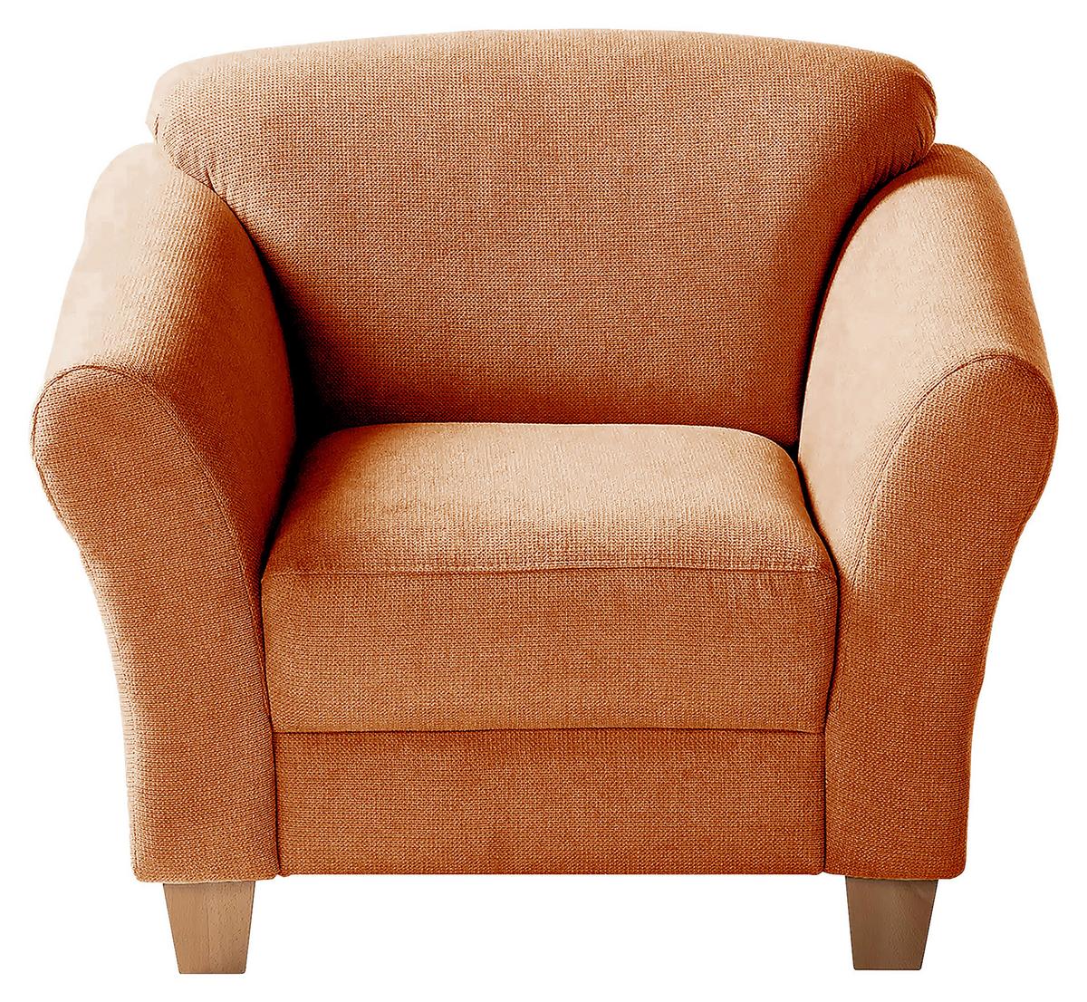 Sessel Gotland terracotta Rücken echt, 101x84x89 cm - Terracotta/Naturfarben, KONVENTIONELL, Textil (101/84/89cm) - Sit & More