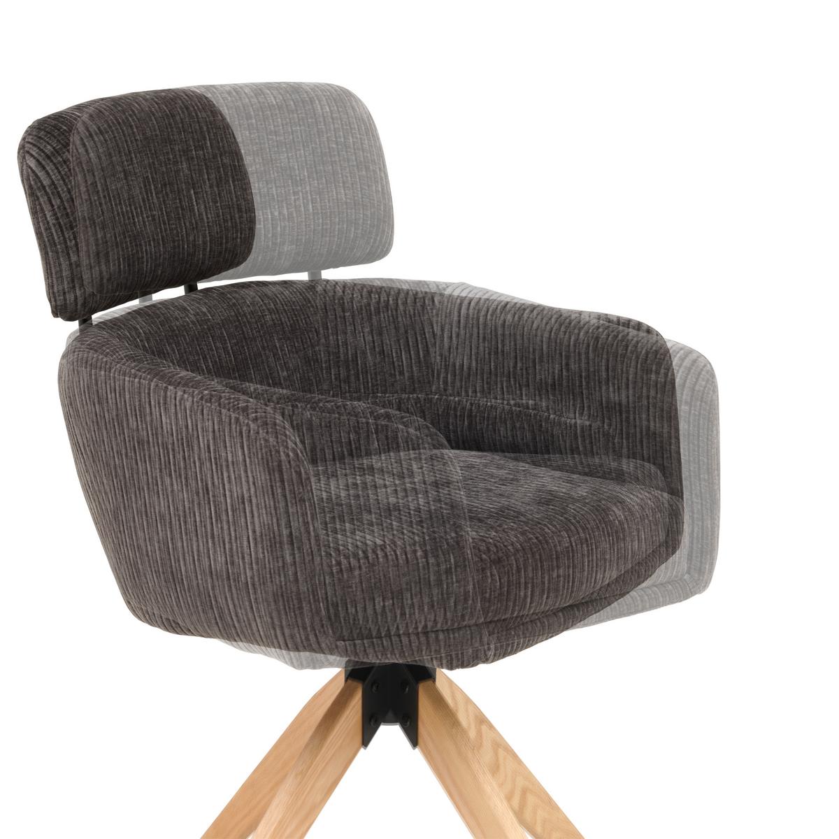 Armlehnstuhl Mattis Cord Anthrazit, B: 60 cm - Anthrazit/Naturfarben, KONVENTIONELL, Holz/Textil (60/90/69cm) - Livetastic