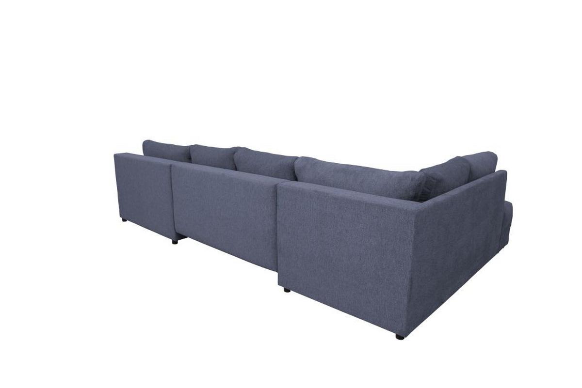 Rohová sedačka SENSO U, ľavá, tmavomodrá,úl.priestor a lôžko - tmavomodrá/chrómová, Modern, drevo/textil (197/346/183cm)