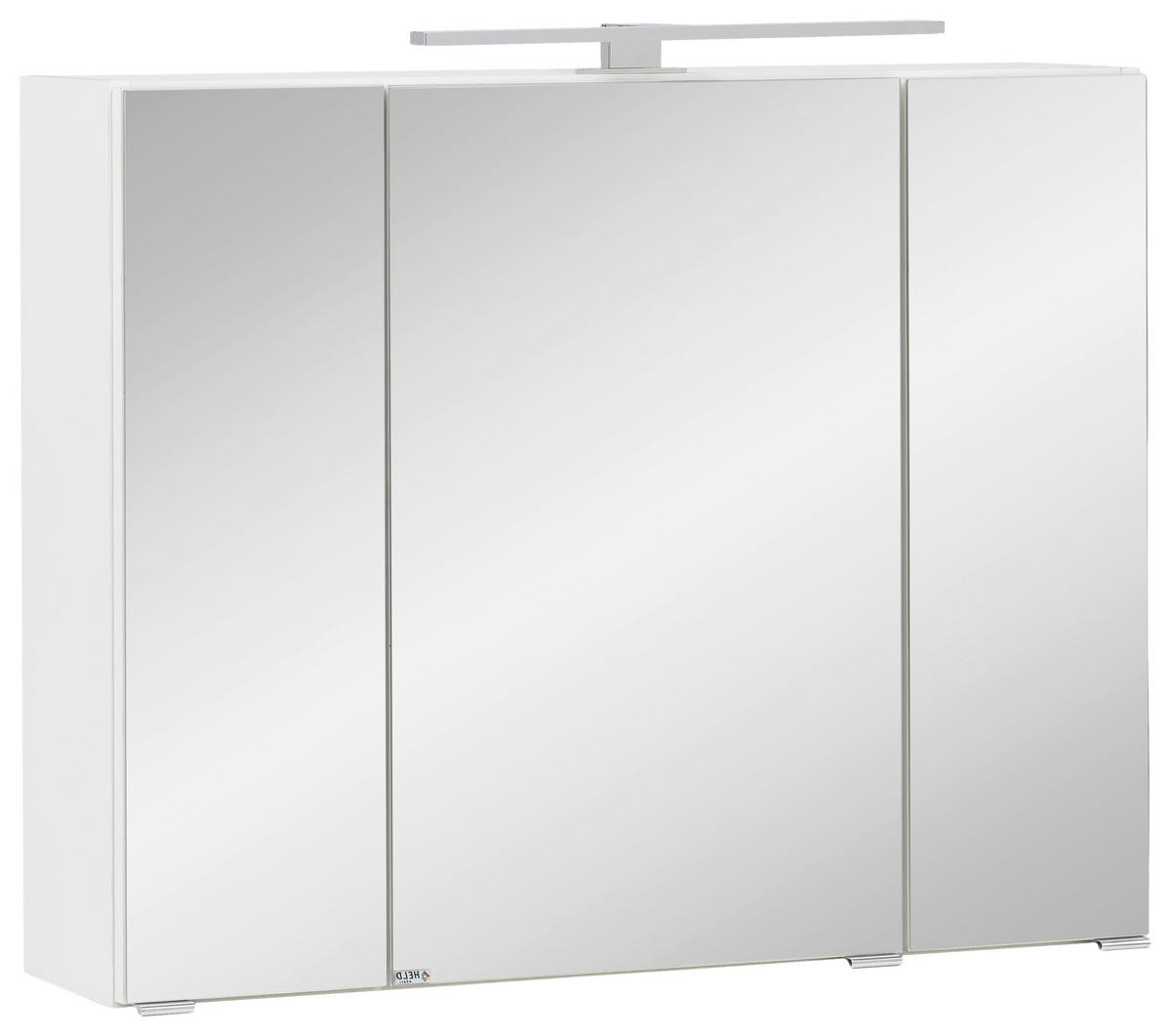 Spiegelschrank Kopenhagen Led 3 Türen 80x64x20 Cm - Weiß, KONVENTIONELL, Glas/Holzwerkstoff (80/64/20cm) - Held