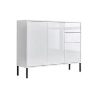 Kommode 105,5 Mailand Typ 10 + Mf, Weiß - Weiß Hochglanz/Anthrazit, MODERN, Holzwerkstoff (105,5/86/33cm) - MID.YOU