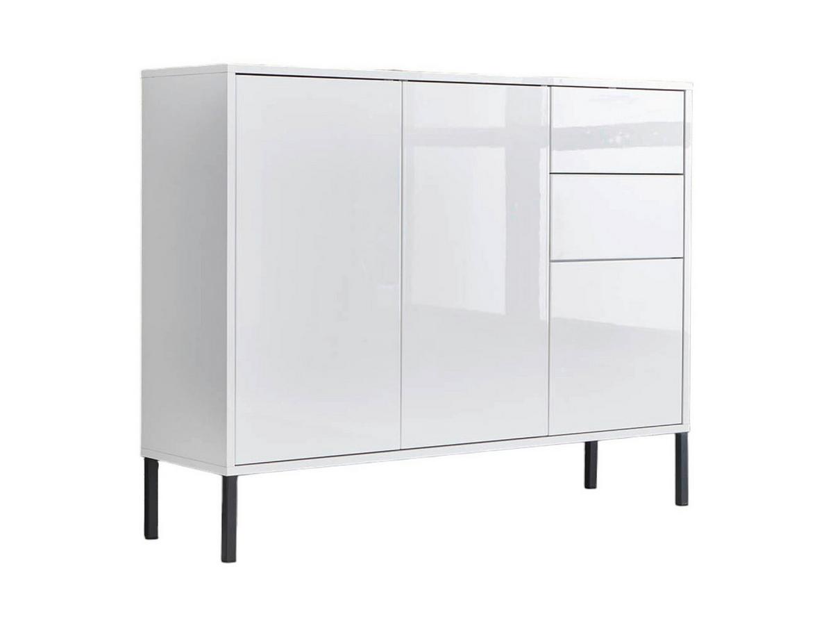 Kommode 105,5 Mailand Typ 10 + Mf, Weiß - Weiß Hochglanz/Anthrazit, MODERN, Holzwerkstoff (105,5/86/33cm) - MID.YOU