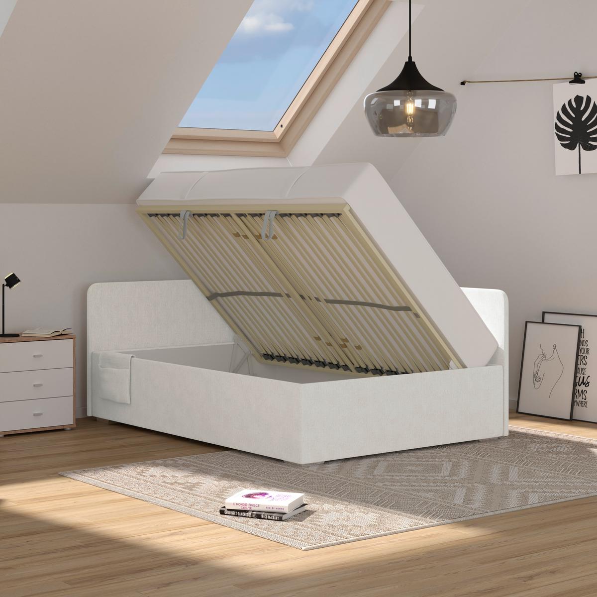 Kárpitozott Ágy Remi 120/200cm - ezüstszínű/fehér, Modern, textil/fa (120/200cm)
