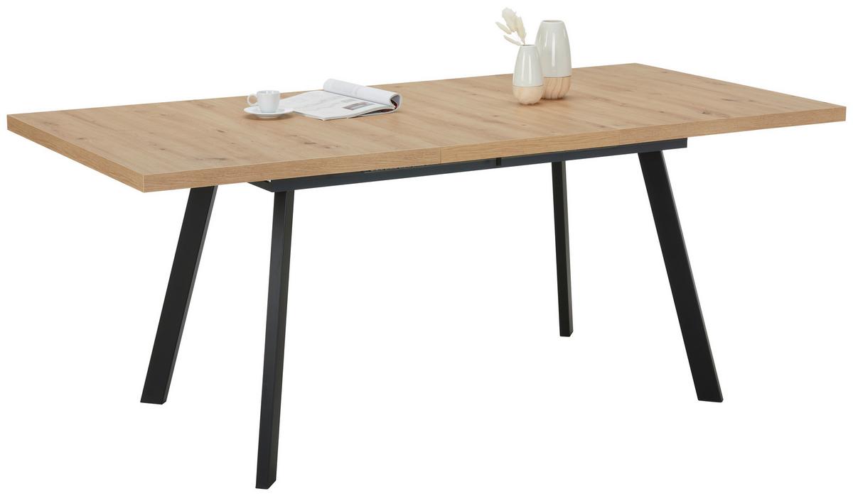 VÝSUVNÝ STŮL DINNER KONZEPT 2 - černá/dub artisan, Moderní, kov/kompozitní dřevo (160-210/90/75cm) - Mömax