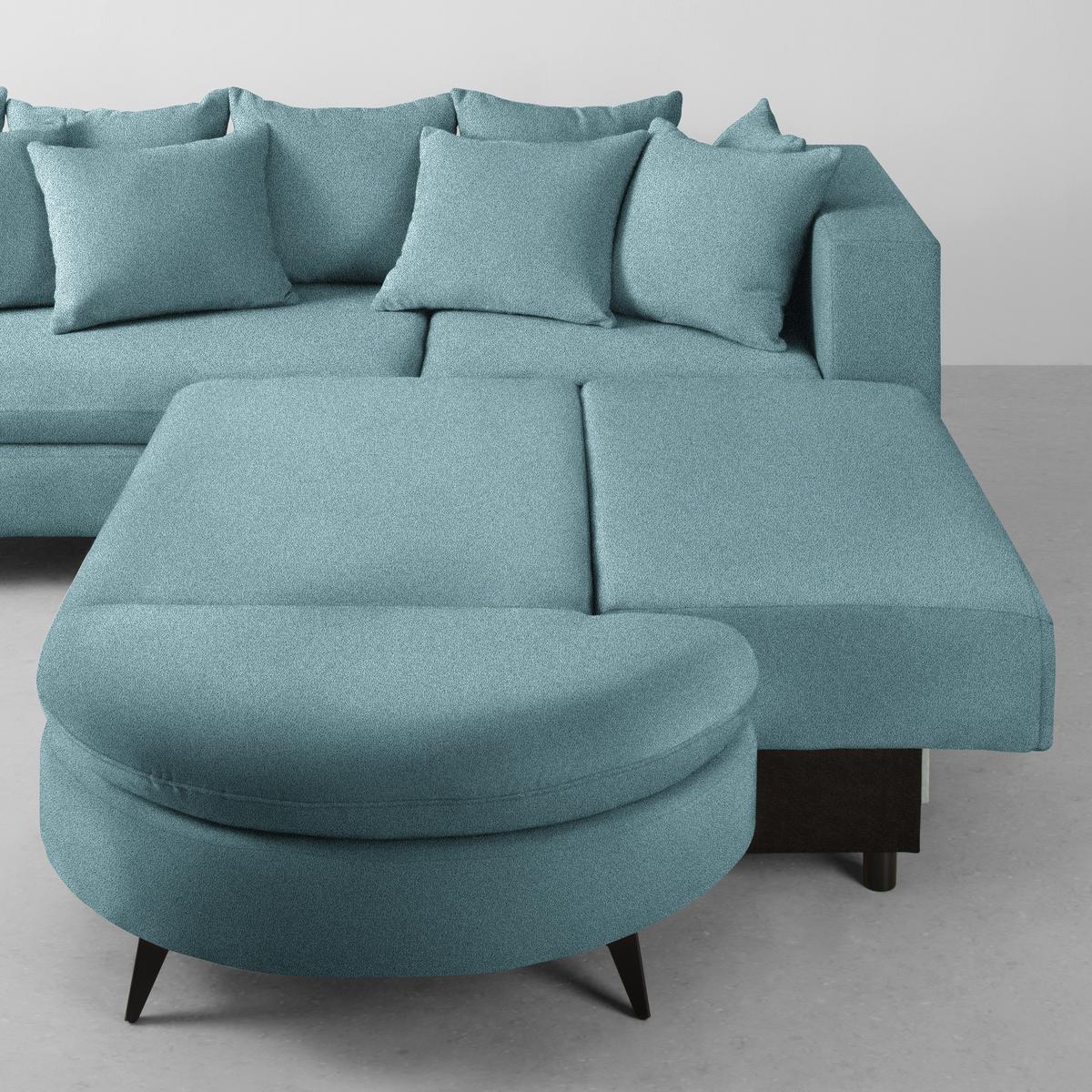 Rohová sedačka AXEL, pravá, modrá žinylka - modrá/černá, Moderní, kov/textil (291/250cm) - Mömax