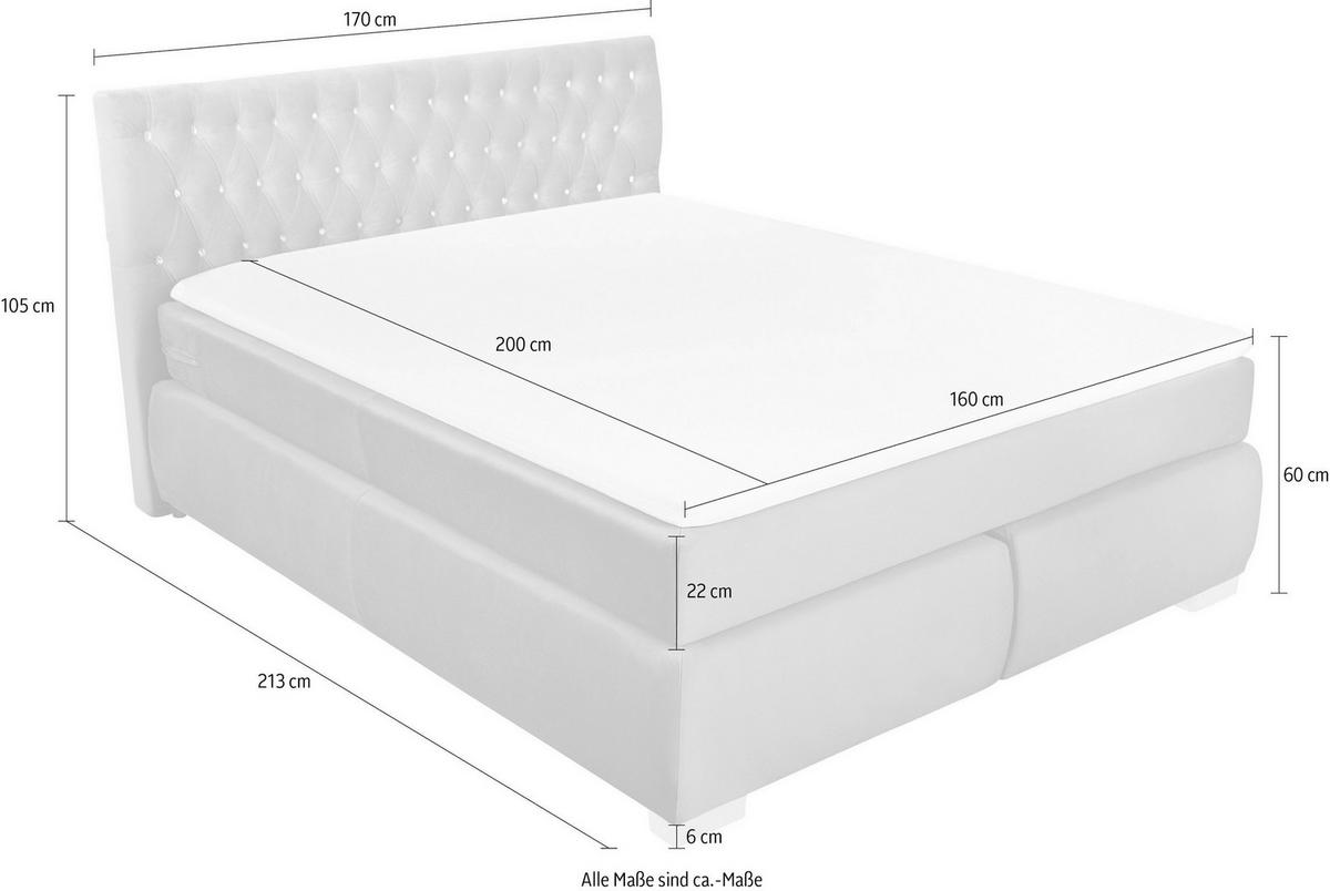 Boxspringbett Rumba inkl. Matratze 160x200 - Platinfarben/Gelb, Basics, Textil (160/200cm) - Livetastic