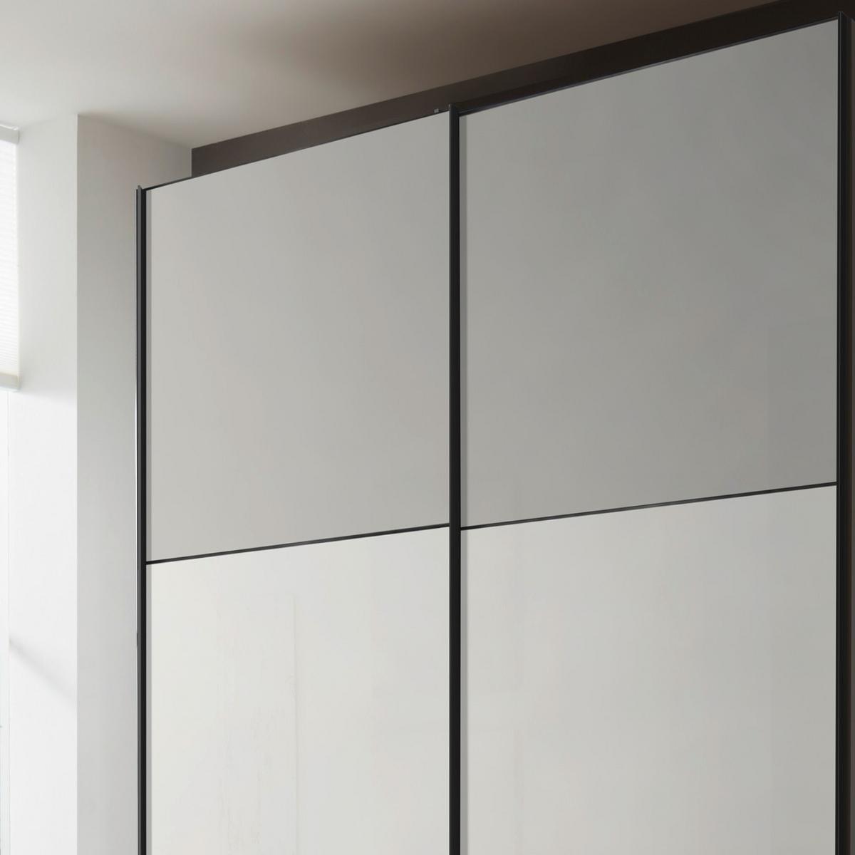 Schwebetürenschrank Glasfront 188 Cm Includo, Hellgrau/weiß - Dunkelgrau/Hellgrau, MODERN, Glas/Holzwerkstoff (188/222/68cm)