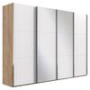 Schwebetürenschrank 350cm Level 36a, Weiß/eiche - Eichefarben/Weiß, Basics, Glas/Holzwerkstoff (350/216/65cm) - MID.YOU