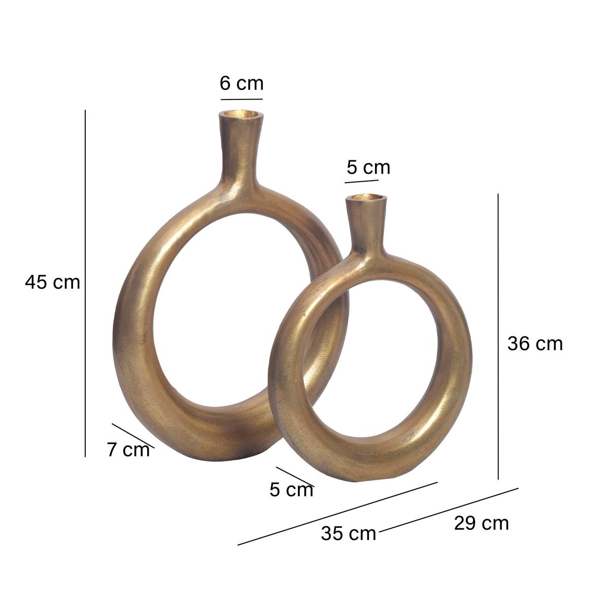 Dekovase 2er Set Goldfarben B: 35 cm - Goldfarben, Design, Metall (35/45/7cm) - Livetastic